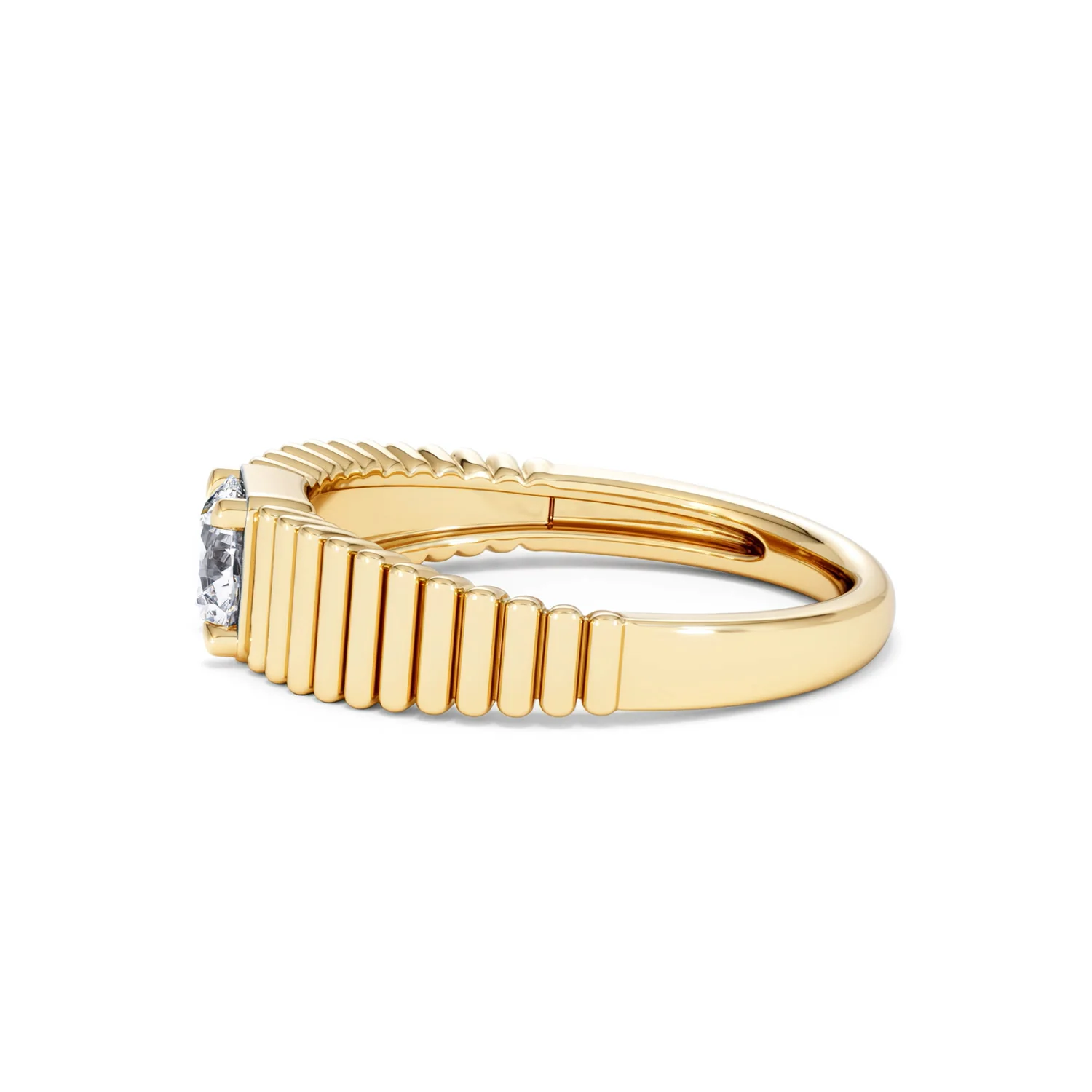 Flute 0.50ct Round Cut Lab Grown Diamond Solitaire Ring 18K Yellow Gold - Image 70