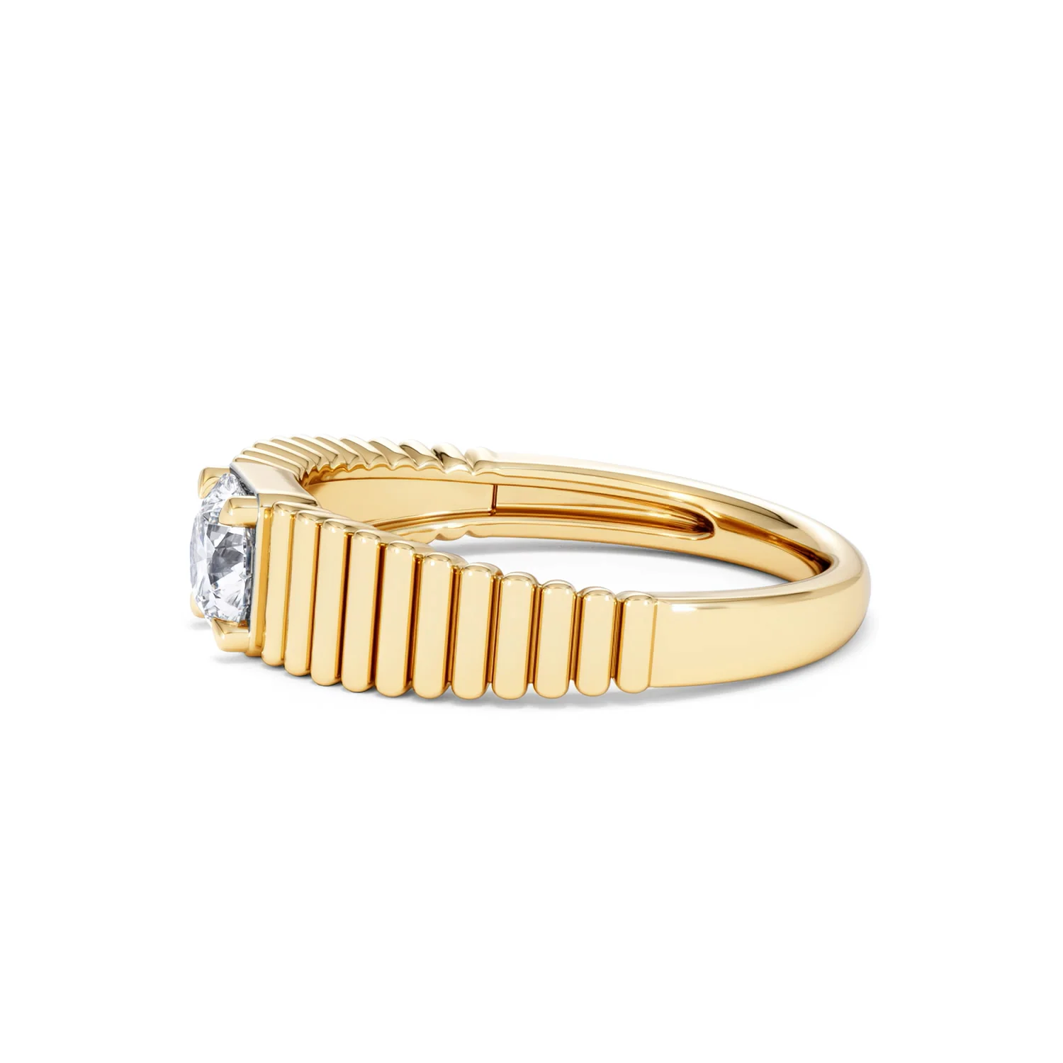 Flute 0.50ct Round Cut Lab Grown Diamond Solitaire Ring 18K Yellow Gold - Image 72