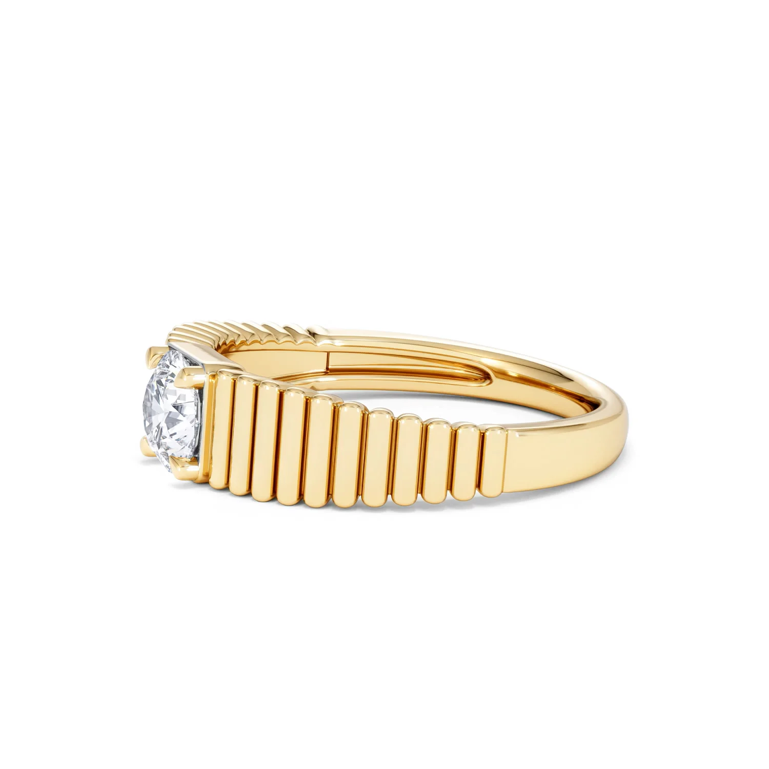 Flute 0.50ct Round Cut Lab Grown Diamond Solitaire Ring 18K Yellow Gold - Image 74