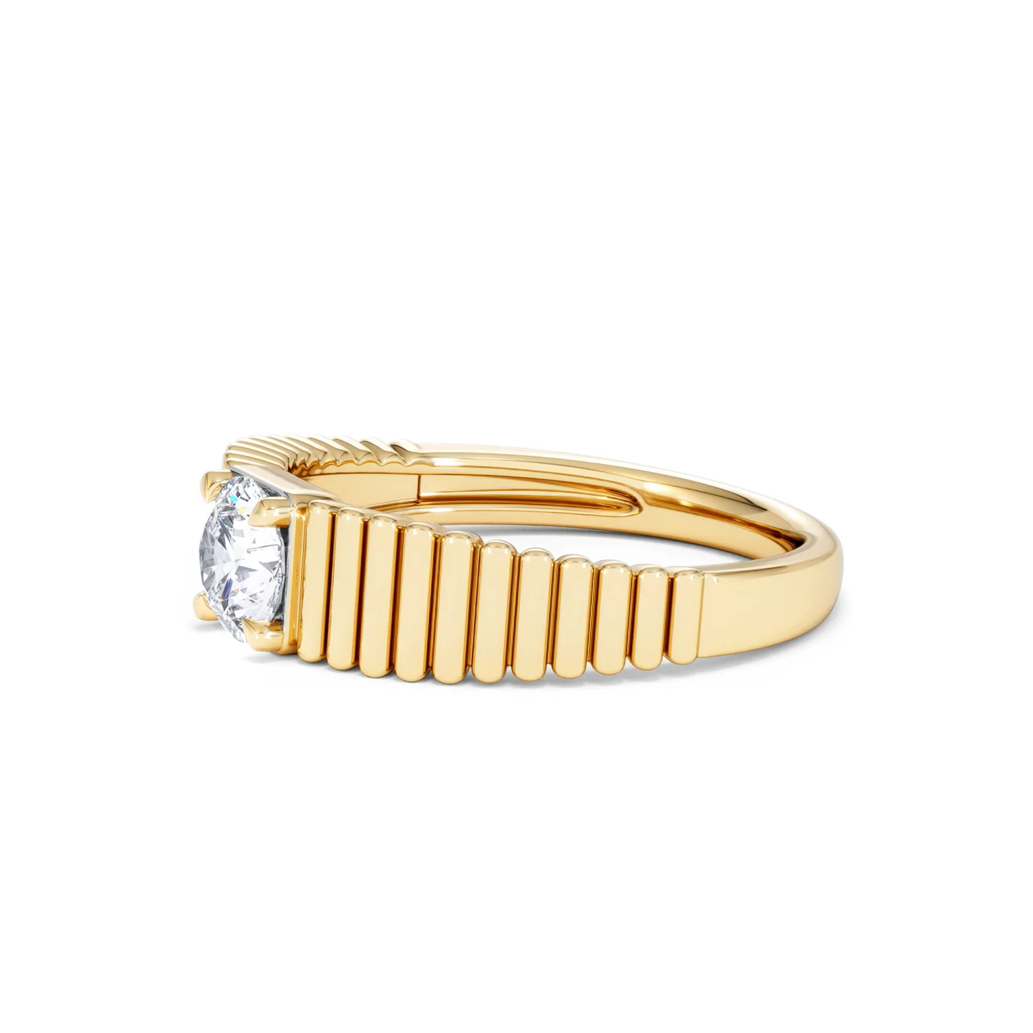 Flute 0.50ct Round Cut Lab Grown Diamond Solitaire Ring 18K Yellow Gold - Image 75