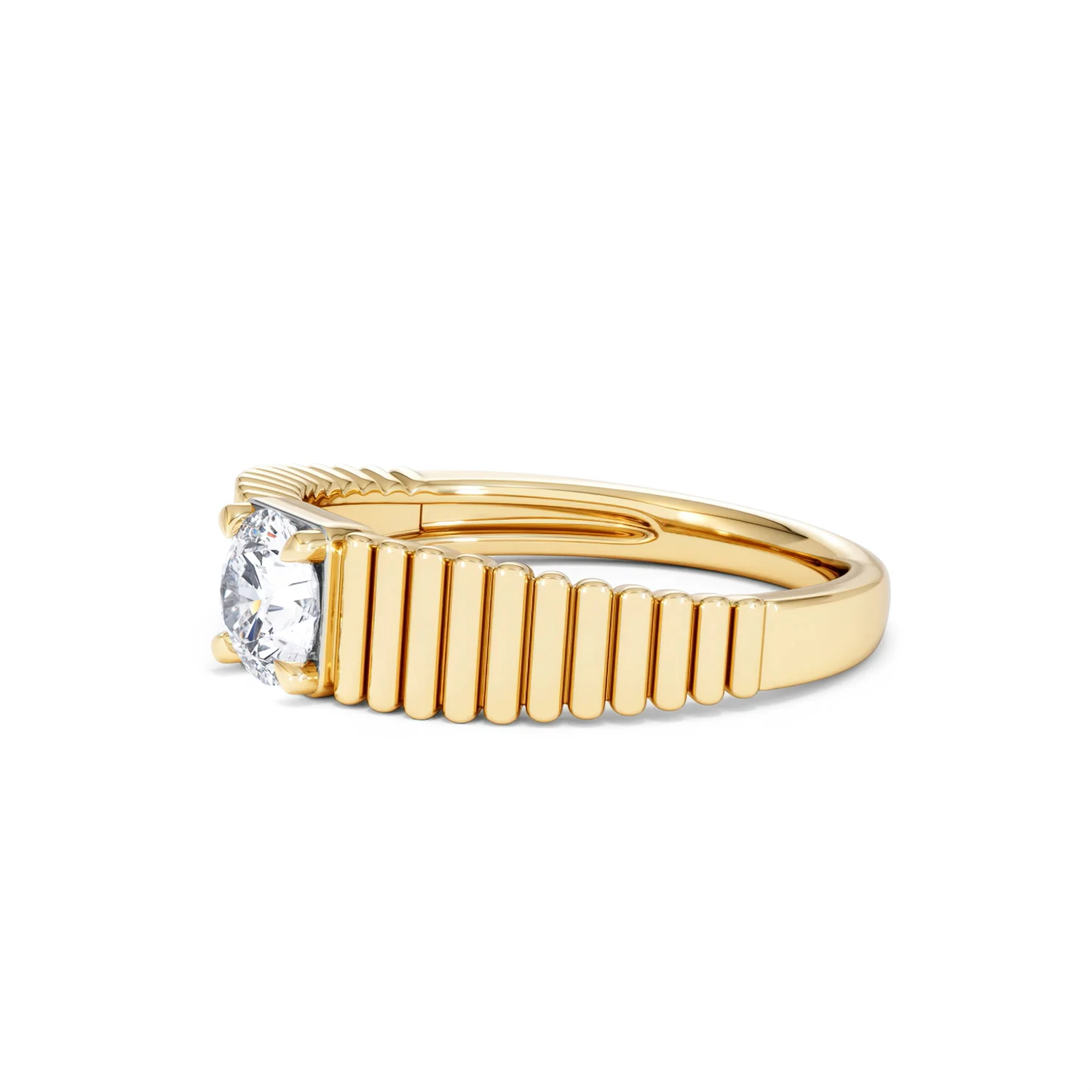 Flute 0.50ct Round Cut Lab Grown Diamond Solitaire Ring 18K Yellow Gold - Image 76