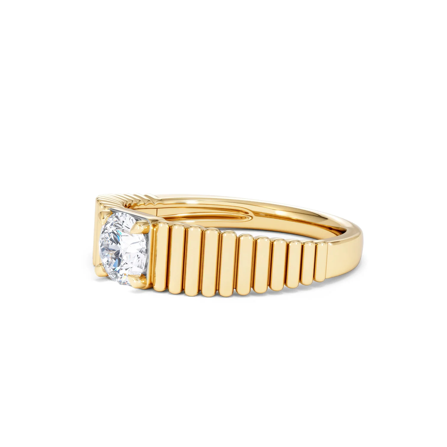 Flute 0.50ct Round Cut Lab Grown Diamond Solitaire Ring 18K Yellow Gold - Image 78