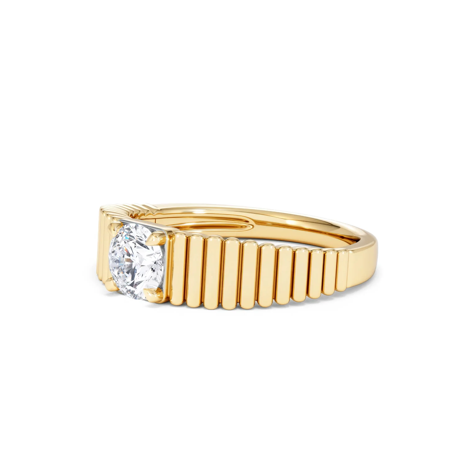 Flute 0.50ct Round Cut Lab Grown Diamond Solitaire Ring 18K Yellow Gold - Image 79