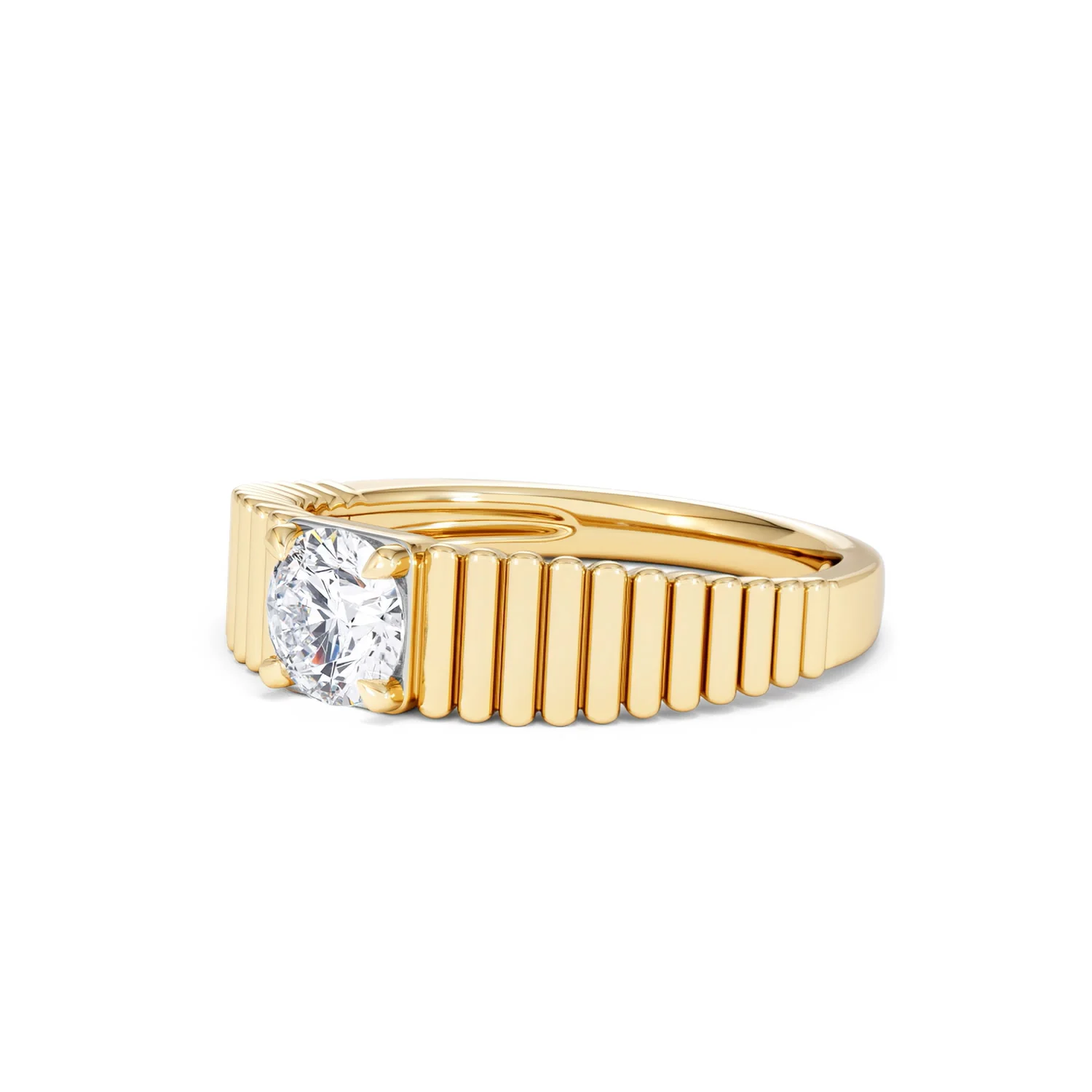 Flute 0.50ct Round Cut Lab Grown Diamond Solitaire Ring 18K Yellow Gold - Image 80