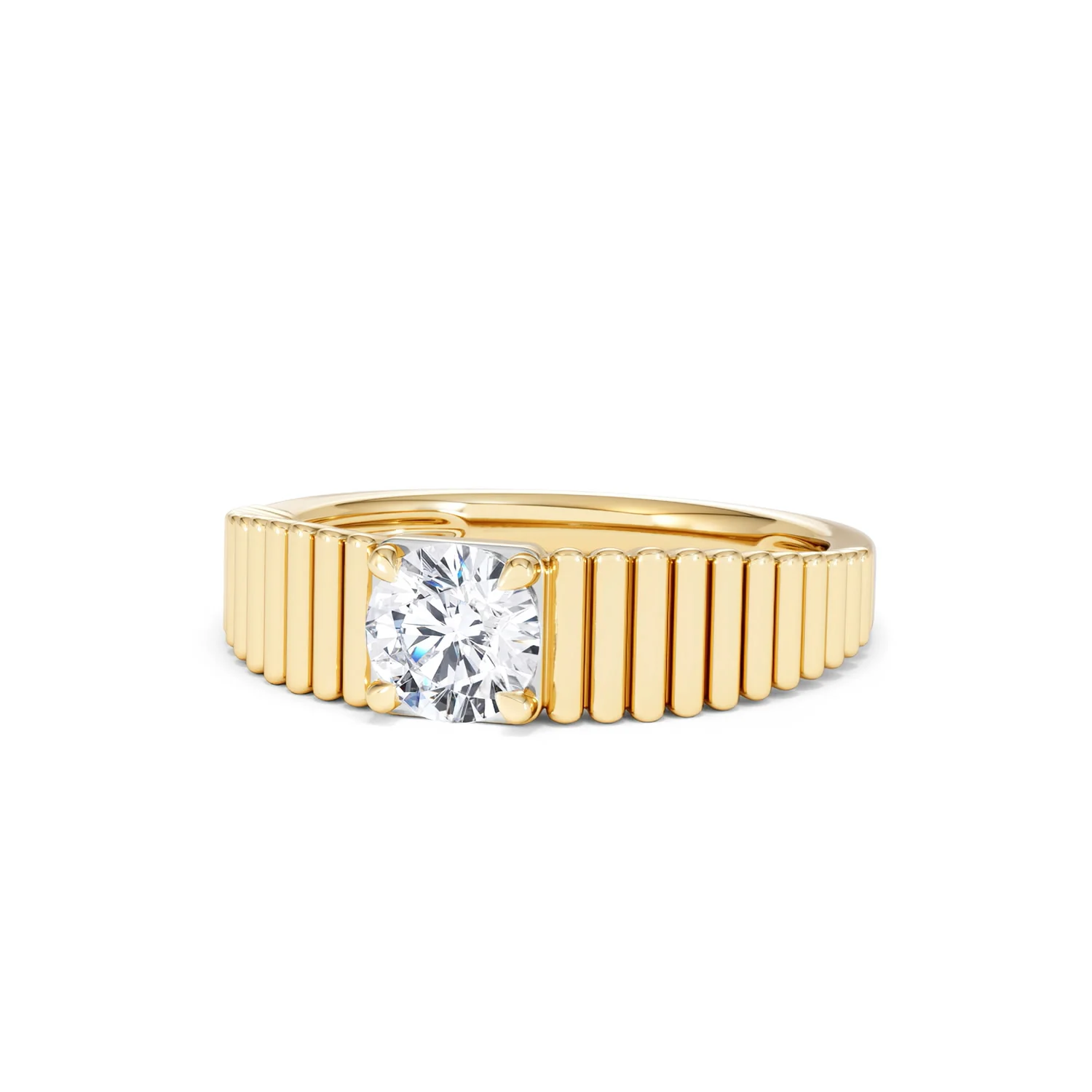 Flute 0.50ct Round Cut Lab Grown Diamond Solitaire Ring 18K Yellow Gold - Image 85