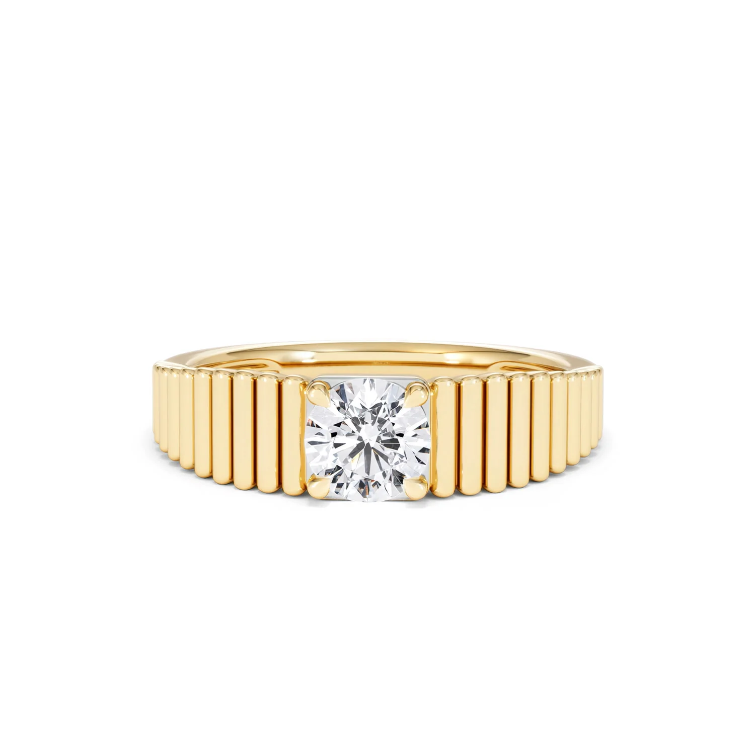 Flute 0.50ct Round Cut Lab Grown Diamond Solitaire Ring 18K Yellow Gold - Image 88