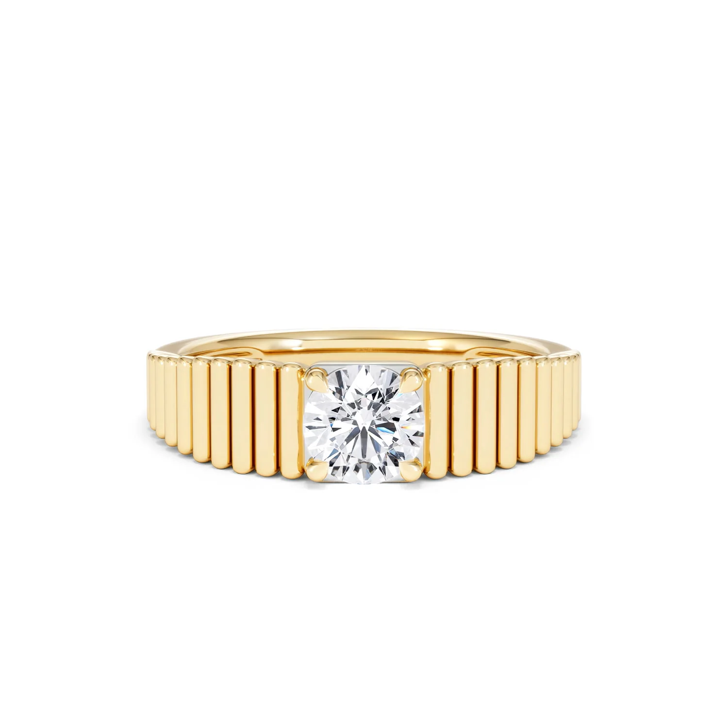 Flute 0.50ct Round Cut Lab Grown Diamond Solitaire Ring 18K Yellow Gold - Image 9