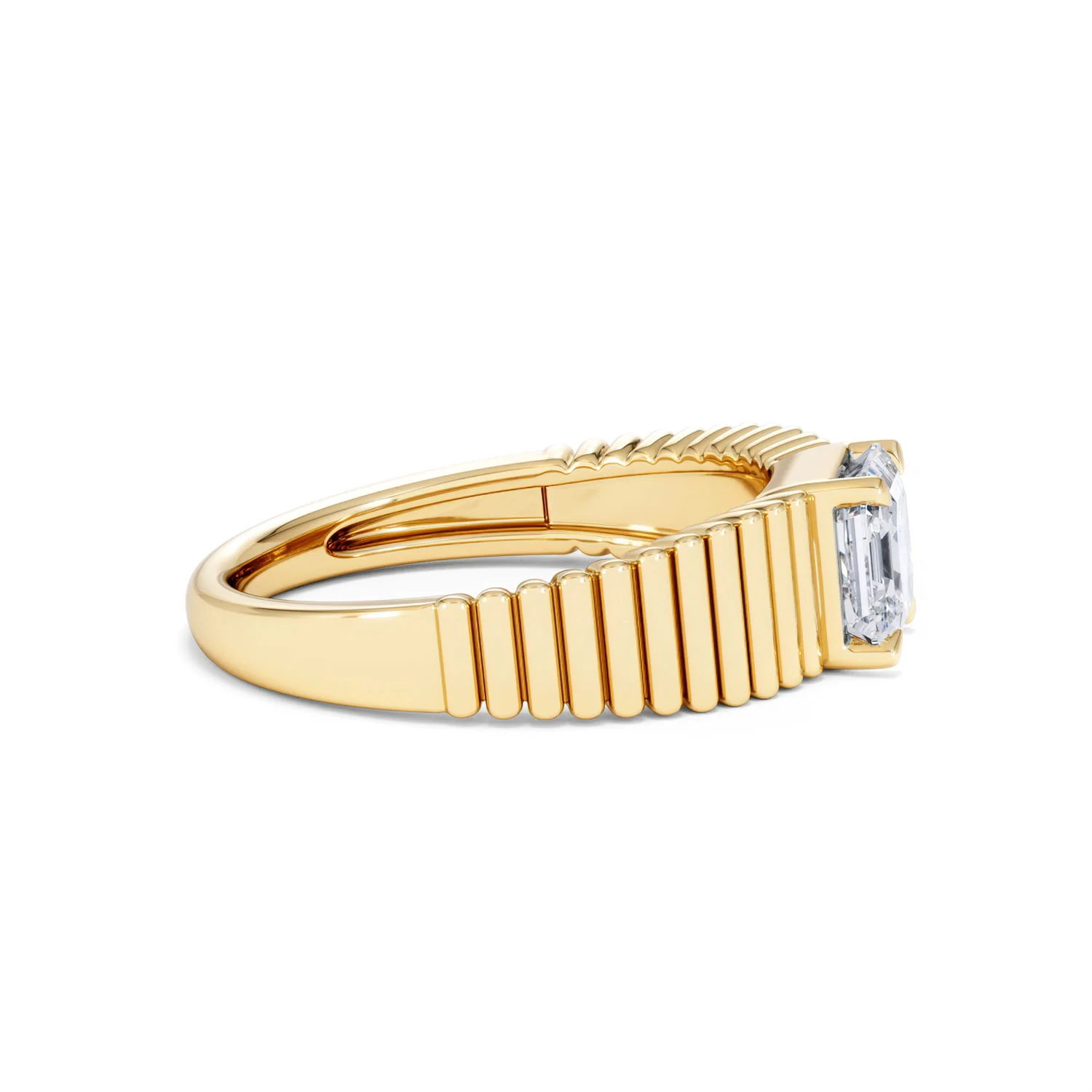 Flute 1.00ct Assher Cut Lab Grown Diamond Solitaire Ring 18K Yellow Gold - Image 27