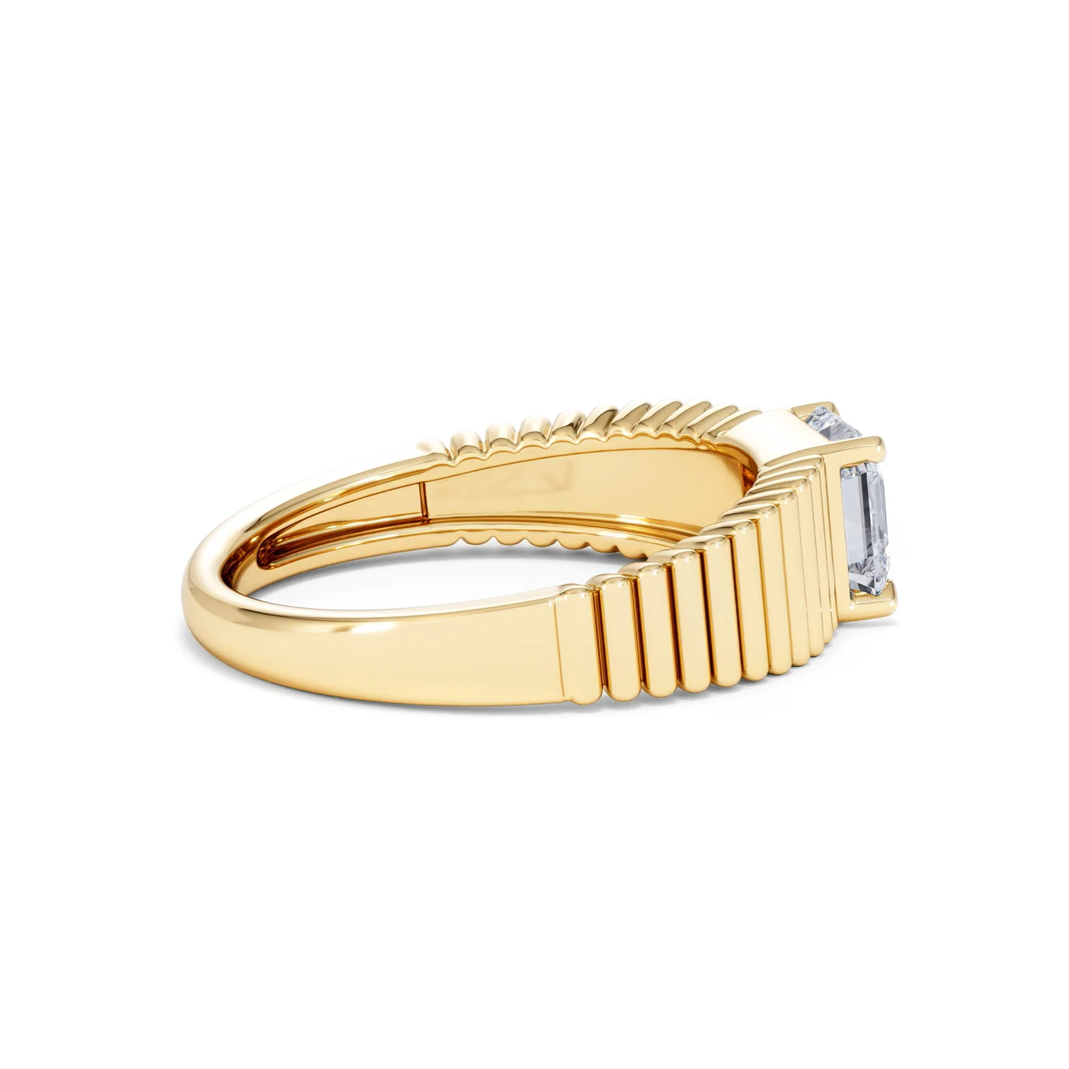 Flute 1.00ct Assher Cut Lab Grown Diamond Solitaire Ring 18K Yellow Gold - Image 32