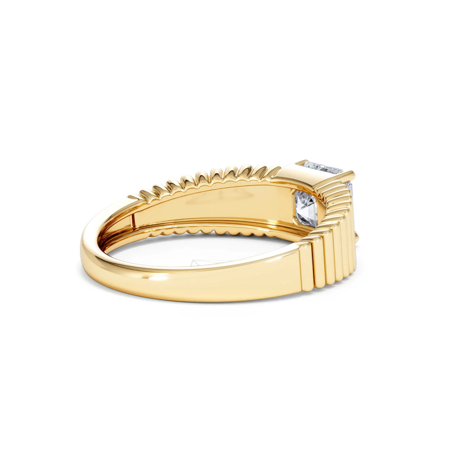 Flute 1.00ct Assher Cut Lab Grown Diamond Solitaire Ring 18K Yellow Gold - Image 38