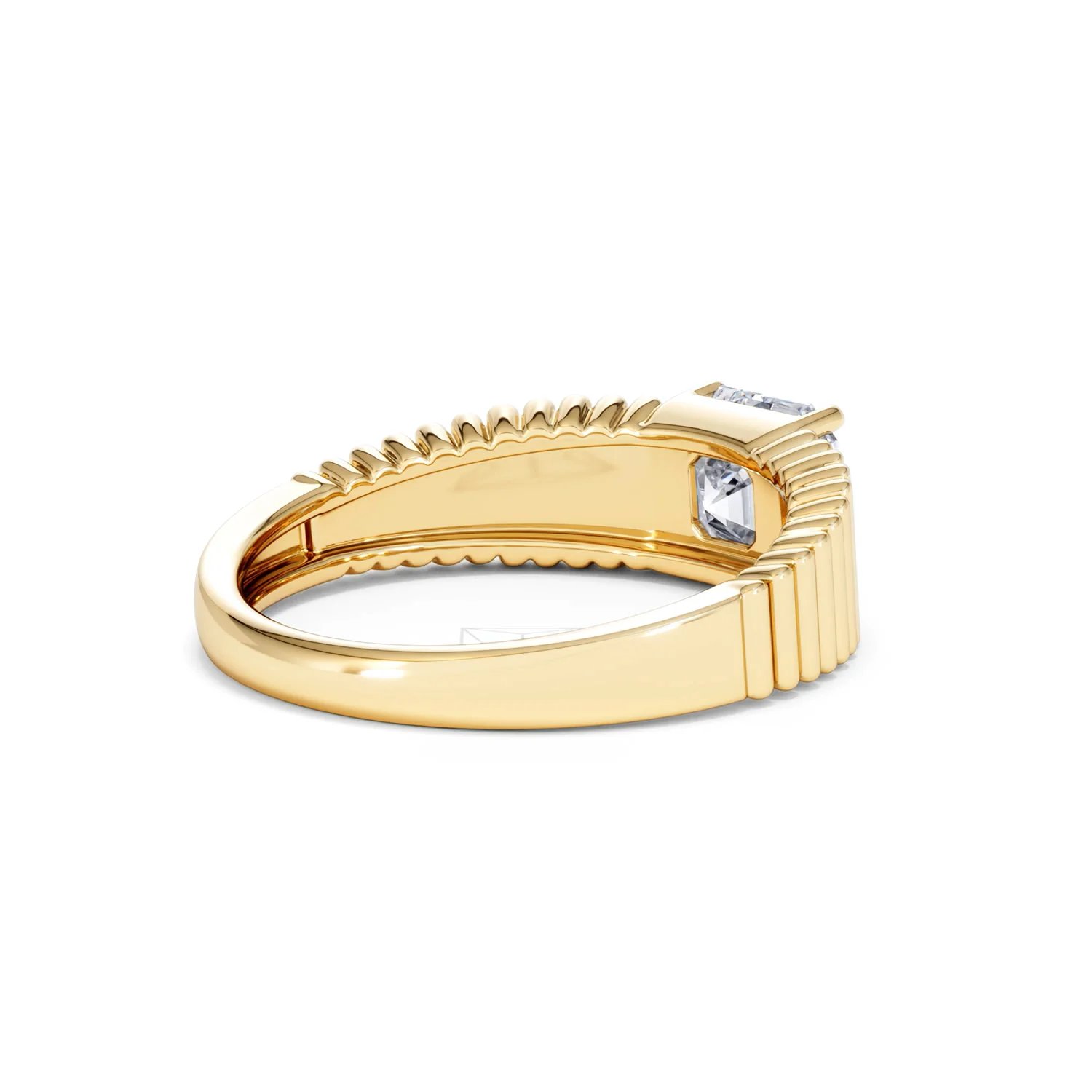 Flute 1.00ct Assher Cut Lab Grown Diamond Solitaire Ring 18K Yellow Gold - Image 39