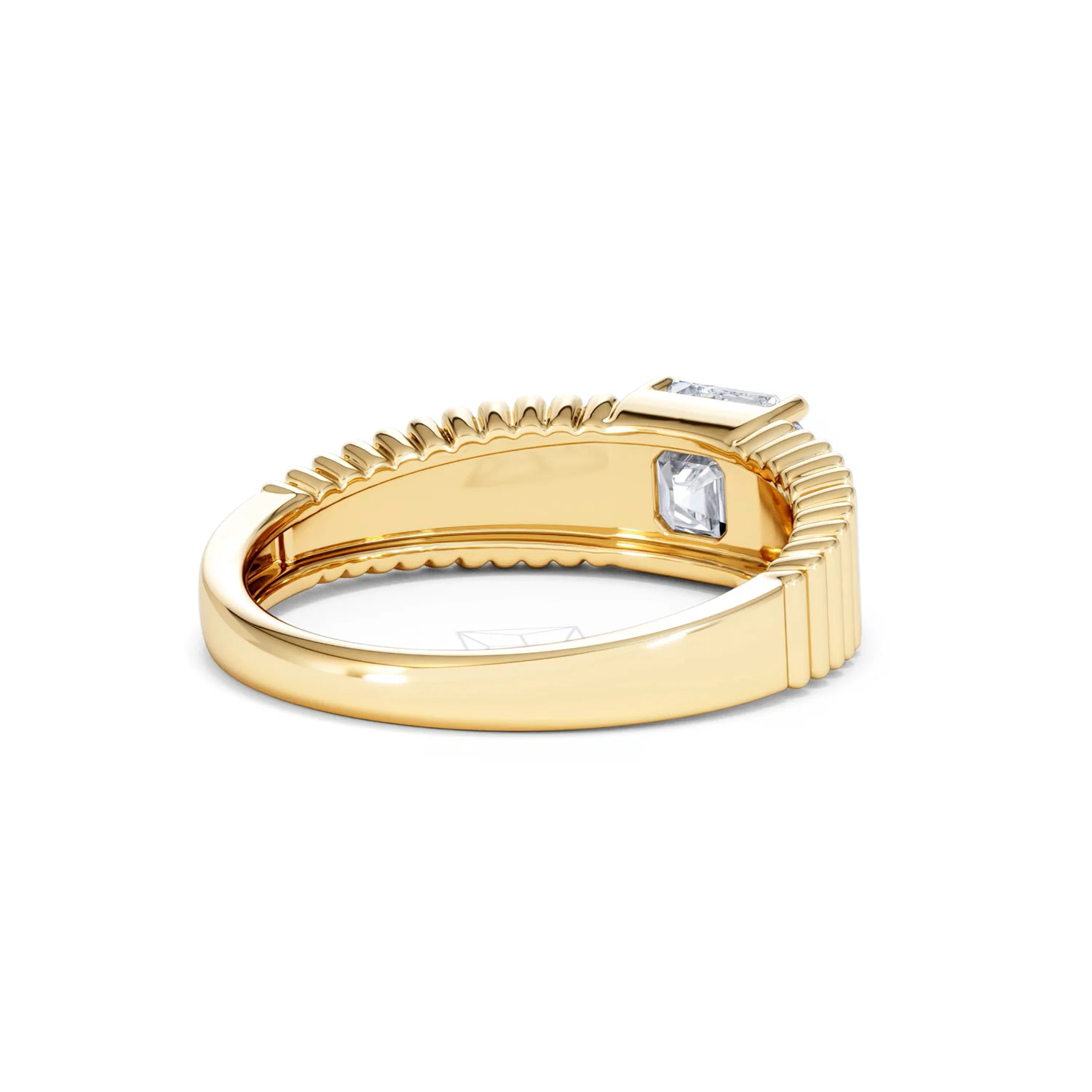 Flute 1.00ct Assher Cut Lab Grown Diamond Solitaire Ring 18K Yellow Gold - Image 41