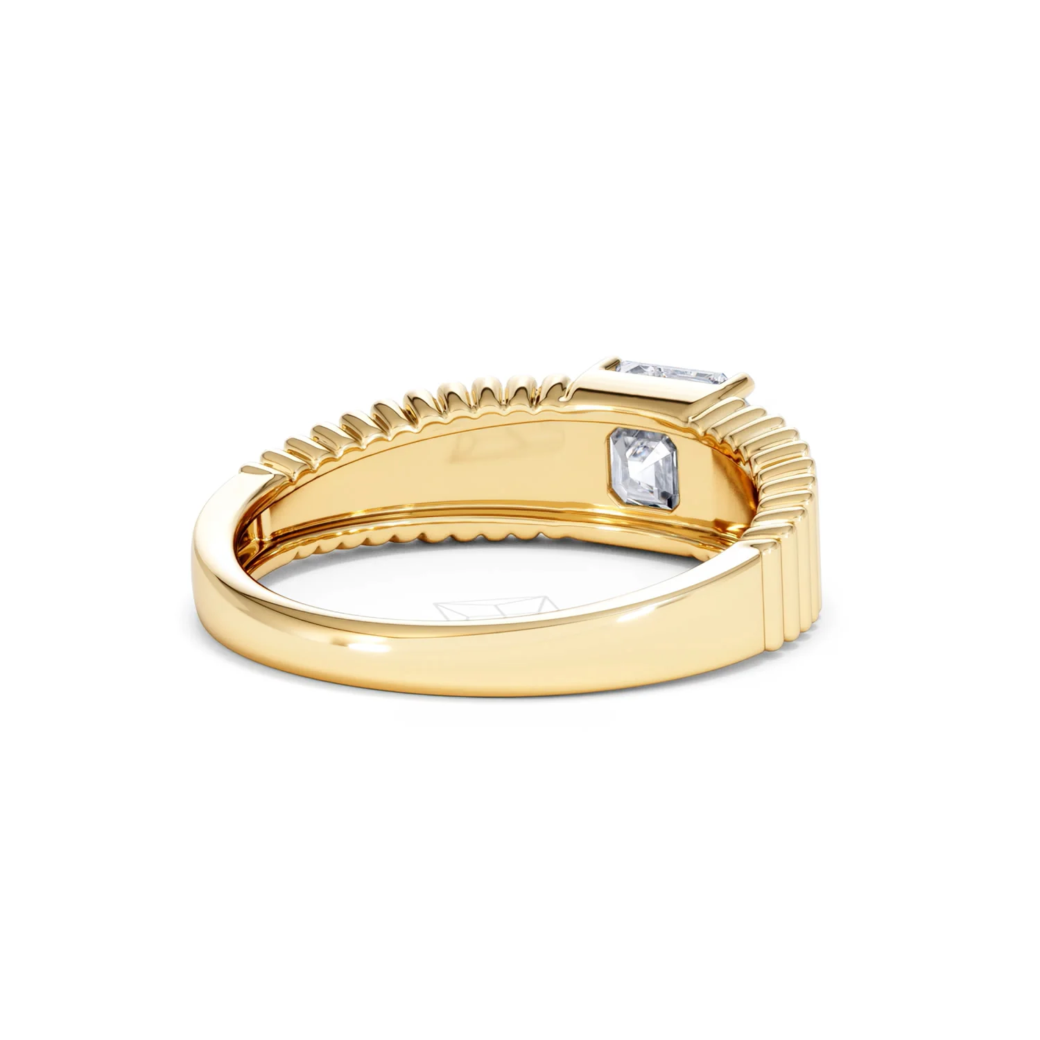 Flute 1.00ct Assher Cut Lab Grown Diamond Solitaire Ring 18K Yellow Gold - Image 42