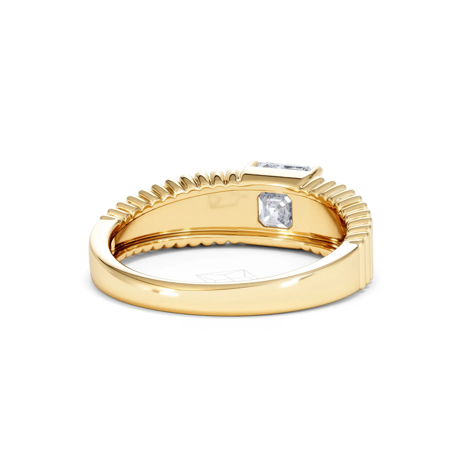 Flute 1.00ct Assher Cut Lab Grown Diamond Solitaire Ring 18K Yellow Gold - Image 44