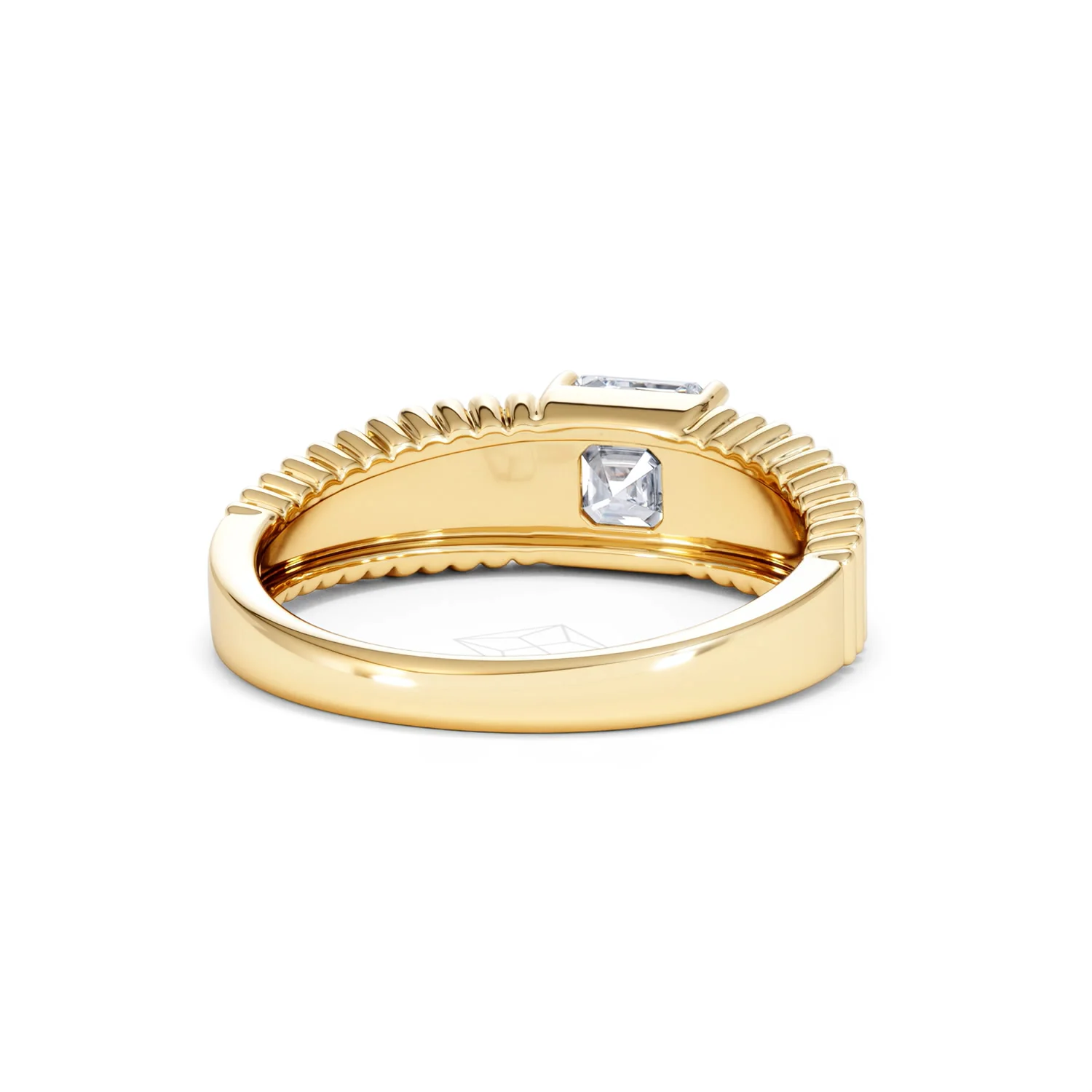Flute 1.00ct Assher Cut Lab Grown Diamond Solitaire Ring 18K Yellow Gold - Image 45