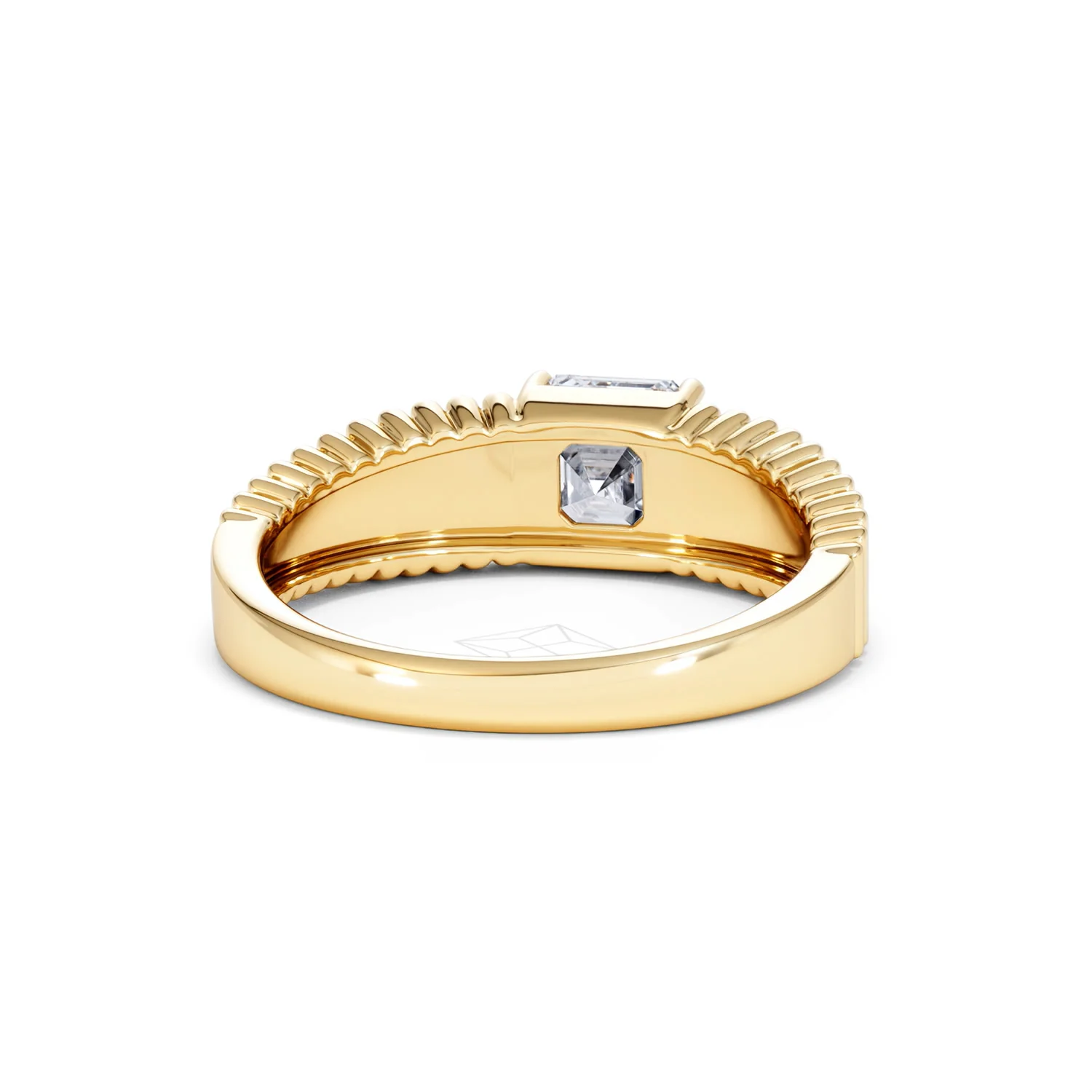 Flute 1.00ct Assher Cut Lab Grown Diamond Solitaire Ring 18K Yellow Gold - Image 46