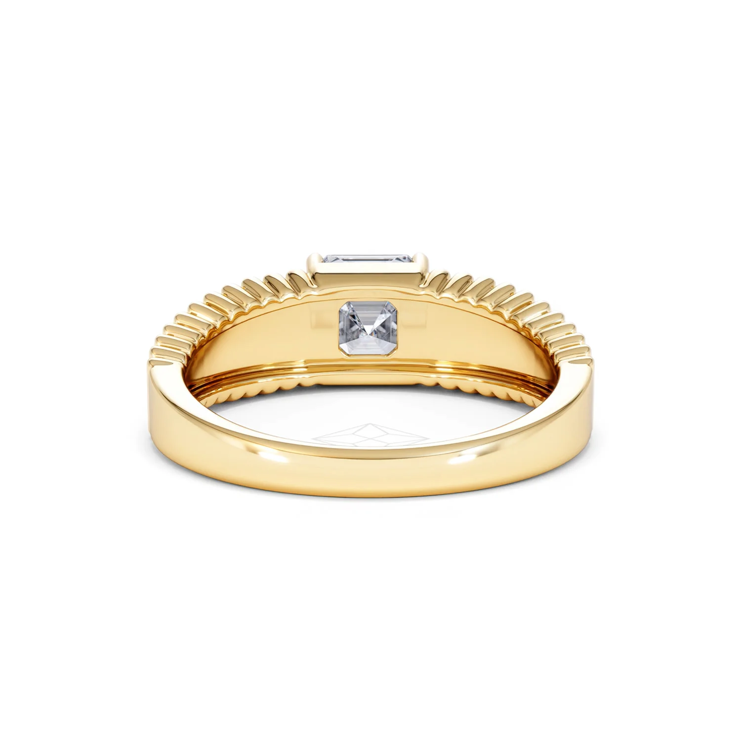 Flute 1.00ct Assher Cut Lab Grown Diamond Solitaire Ring 18K Yellow Gold - Image 49