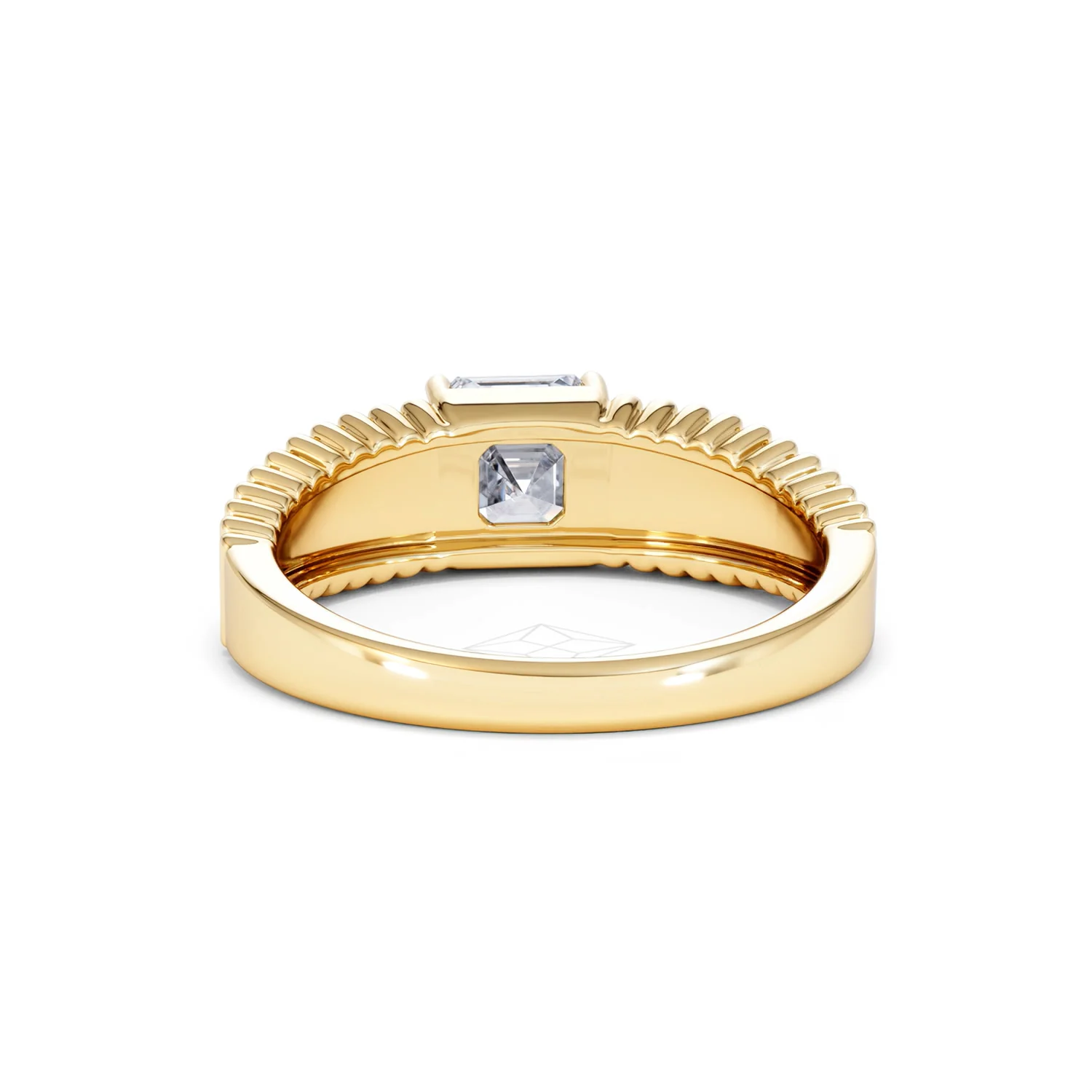 Flute 1.00ct Assher Cut Lab Grown Diamond Solitaire Ring 18K Yellow Gold - Image 50
