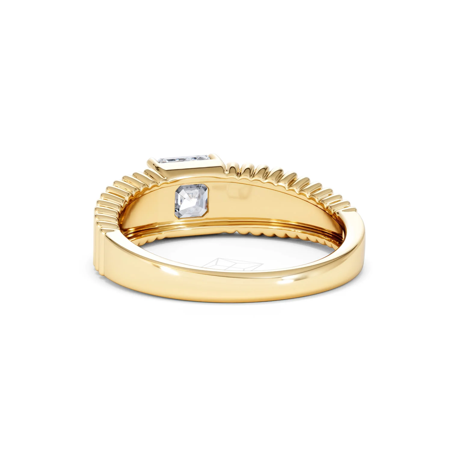 Flute 1.00ct Assher Cut Lab Grown Diamond Solitaire Ring 18K Yellow Gold - Image 53