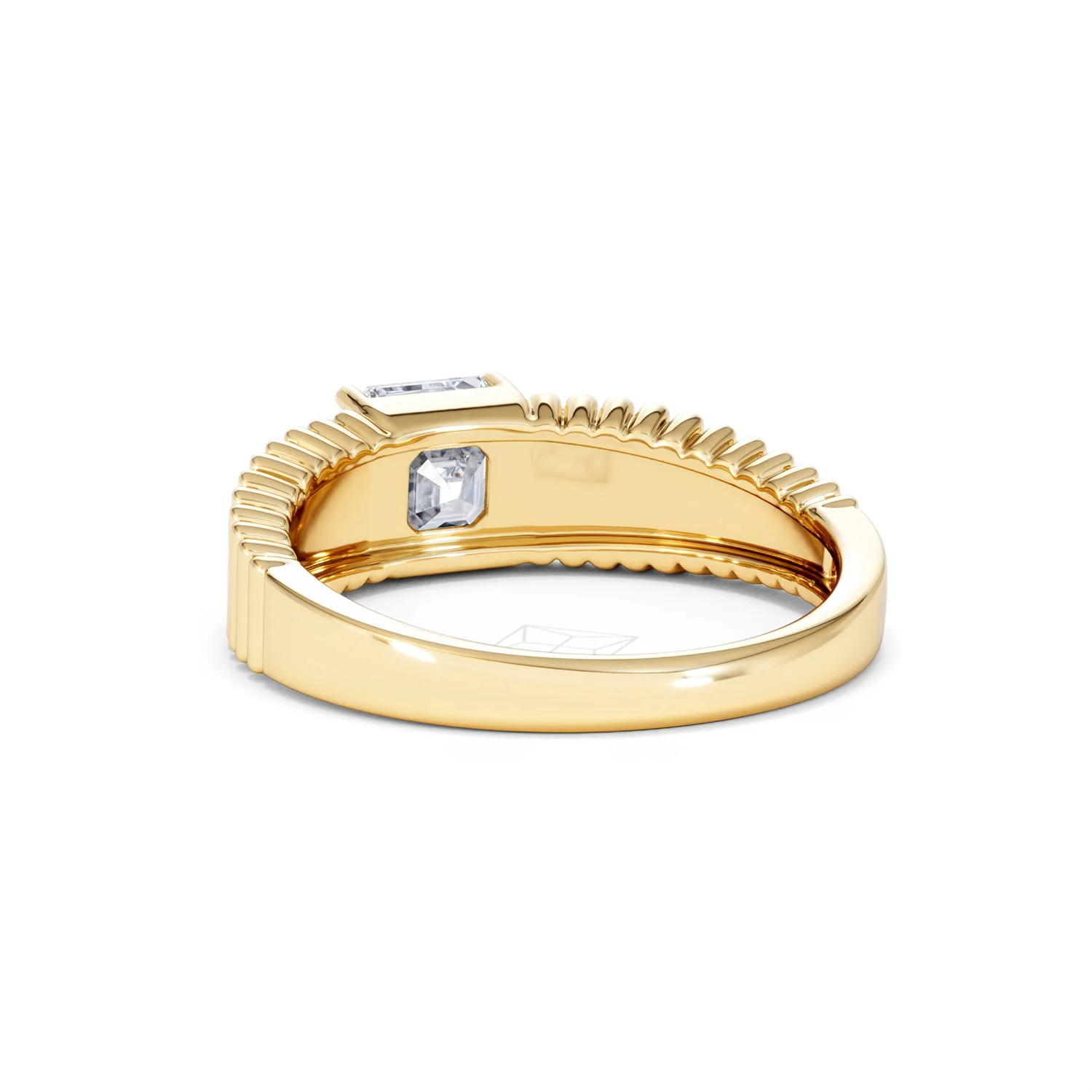Flute 1.00ct Assher Cut Lab Grown Diamond Solitaire Ring 18K Yellow Gold - Image 54