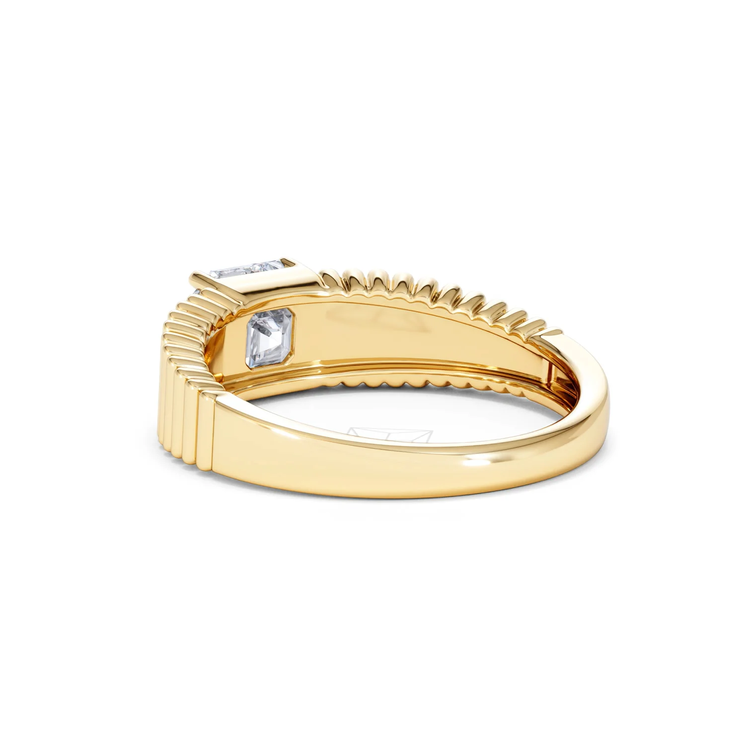Flute 1.00ct Assher Cut Lab Grown Diamond Solitaire Ring 18K Yellow Gold - Image 57