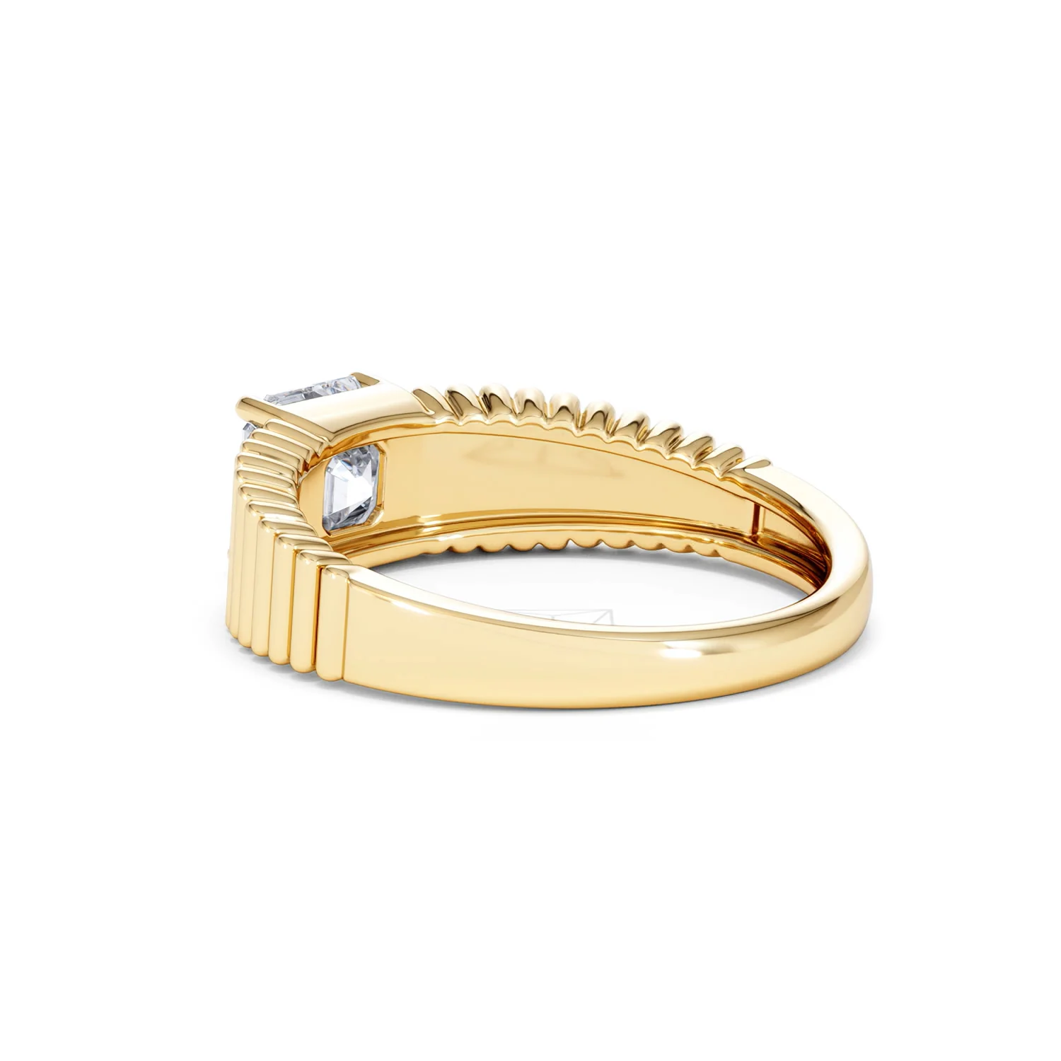 Flute 1.00ct Assher Cut Lab Grown Diamond Solitaire Ring 18K Yellow Gold - Image 59