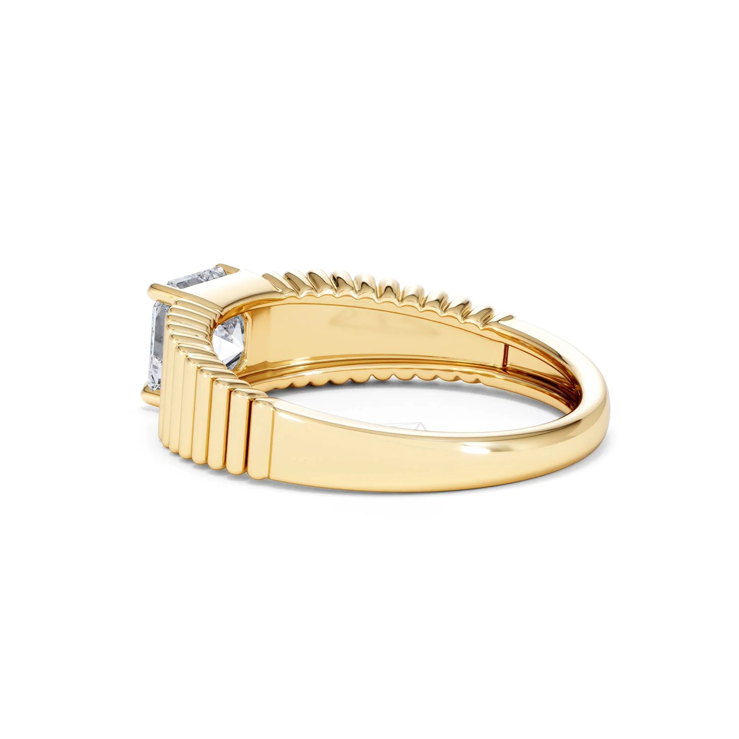 Flute 1.00ct Assher Cut Lab Grown Diamond Solitaire Ring 18K Yellow Gold - Image 61