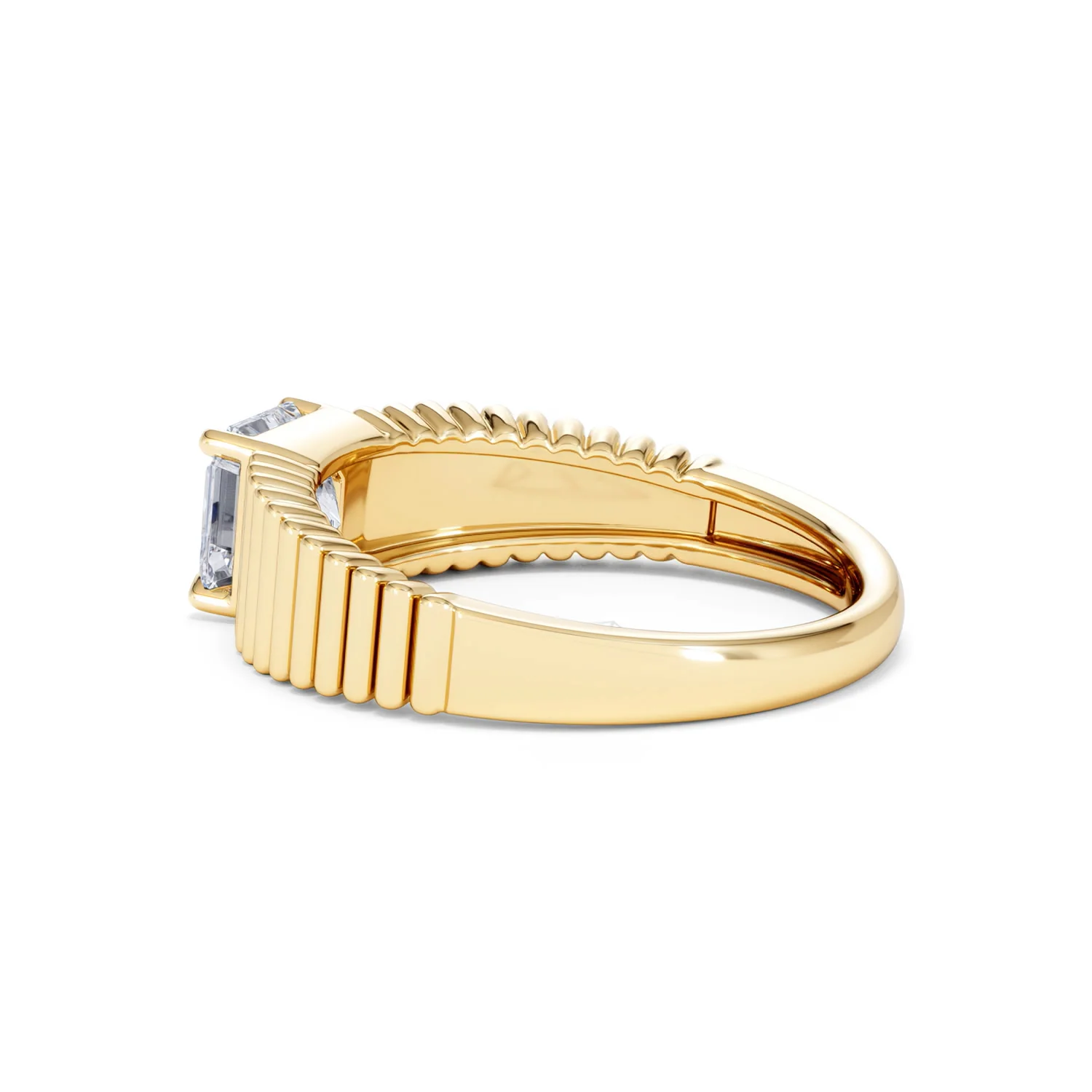 Flute 1.00ct Assher Cut Lab Grown Diamond Solitaire Ring 18K Yellow Gold - Image 63