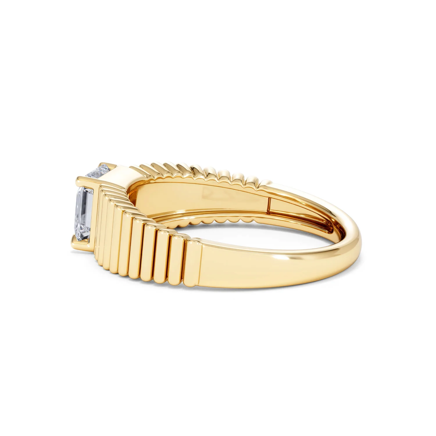 Flute 1.00ct Assher Cut Lab Grown Diamond Solitaire Ring 18K Yellow Gold - Image 65