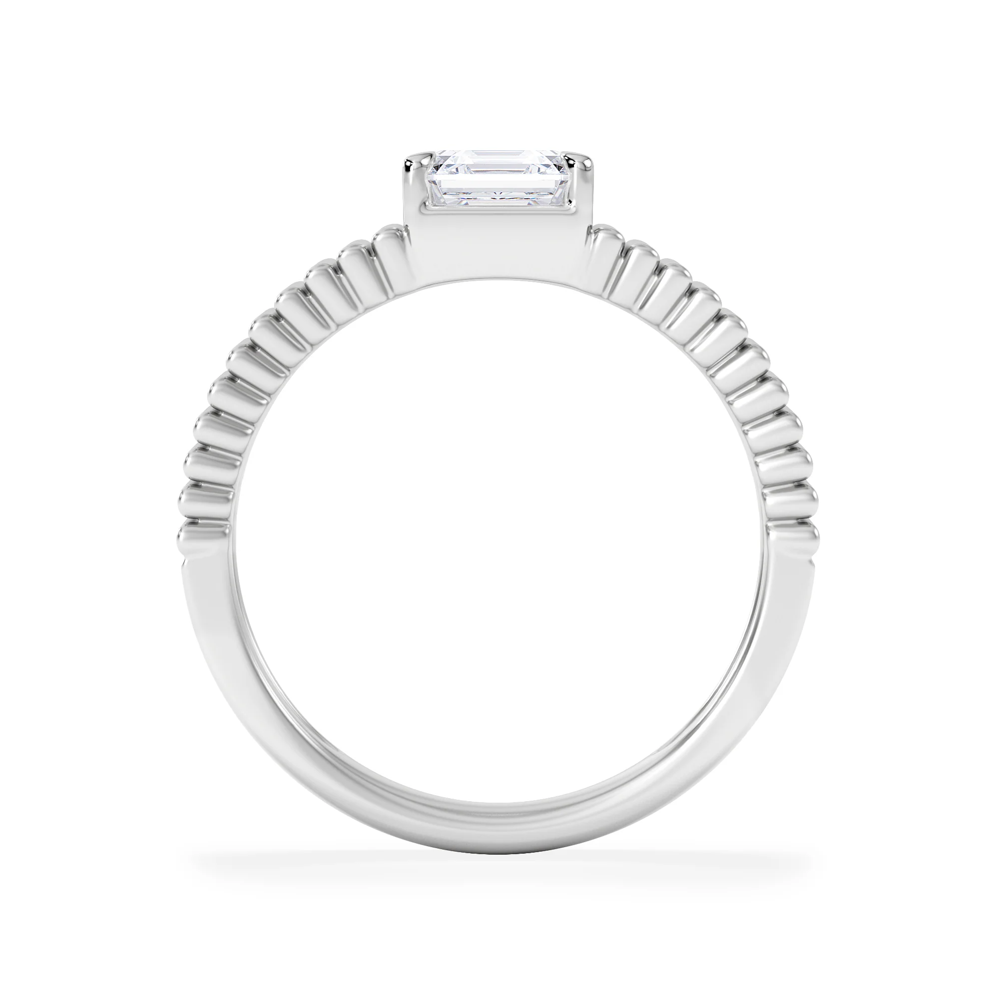 Flute 1.00ct Assher Cut Lab Grown Diamond Solitaire Ring in Platinum - Image 3