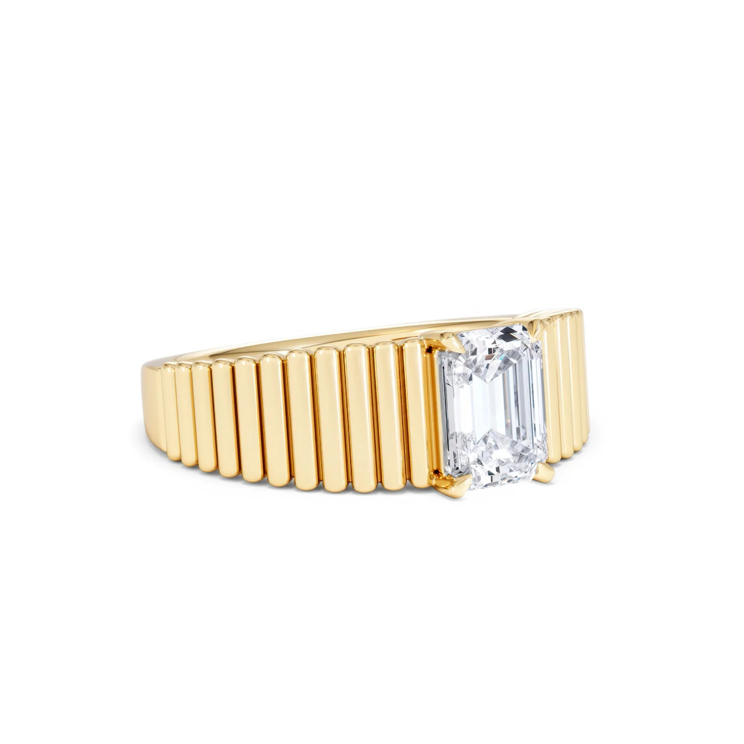 Flute 1.00ct Emerald Cut Lab Grown Diamond Solitaire Ring 18K Yellow Gold - Image 16