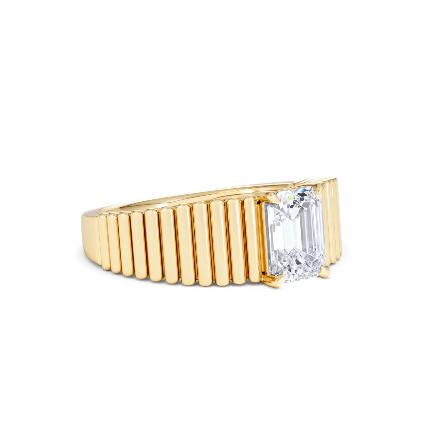 Flute 1.00ct Emerald Cut Lab Grown Diamond Solitaire Ring 18K Yellow Gold - Image 17
