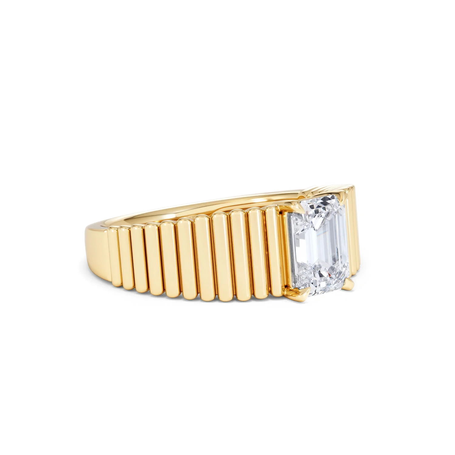 Flute 1.00ct Emerald Cut Lab Grown Diamond Solitaire Ring 18K Yellow Gold - Image 18