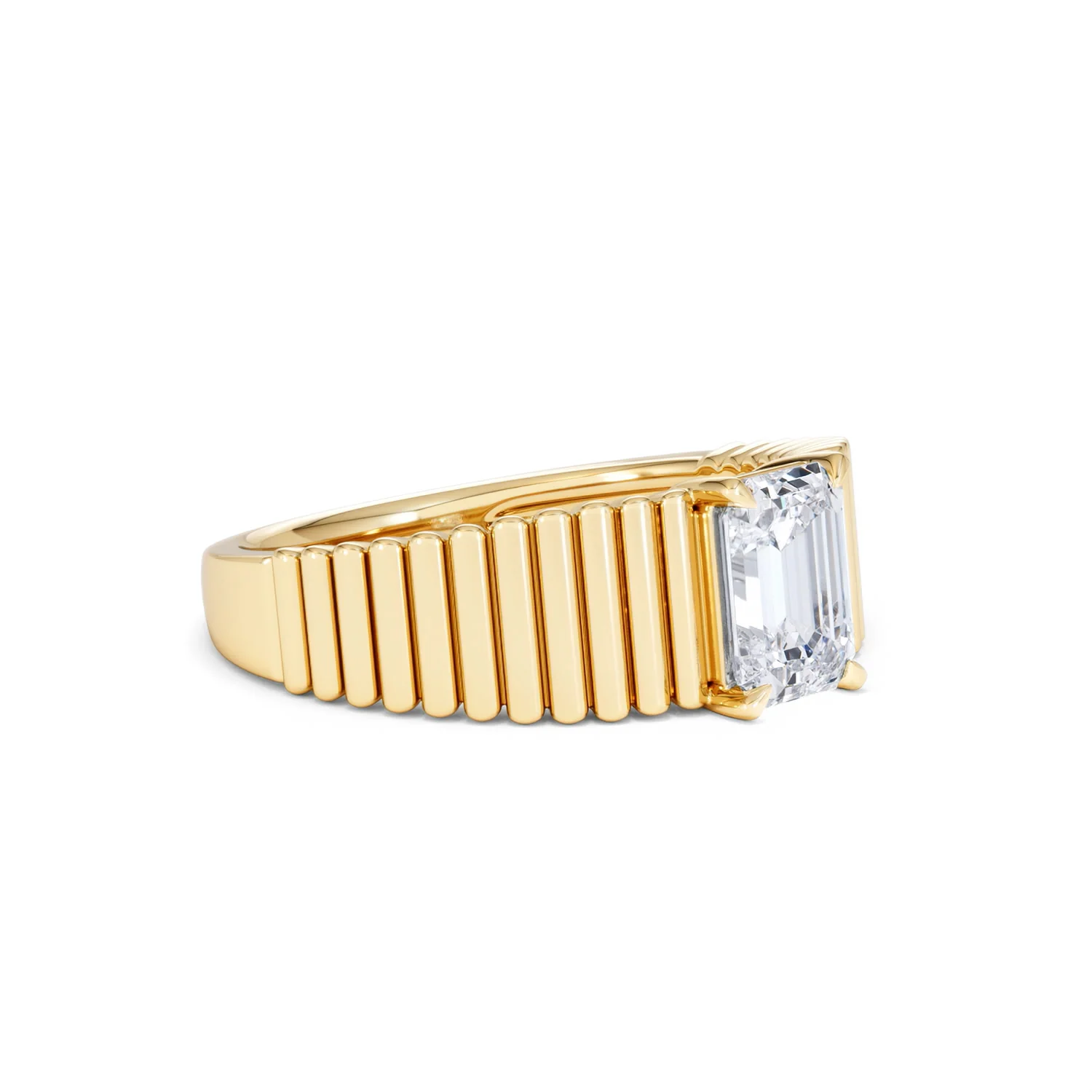 Flute 1.00ct Emerald Cut Lab Grown Diamond Solitaire Ring 18K Yellow Gold - Image 19