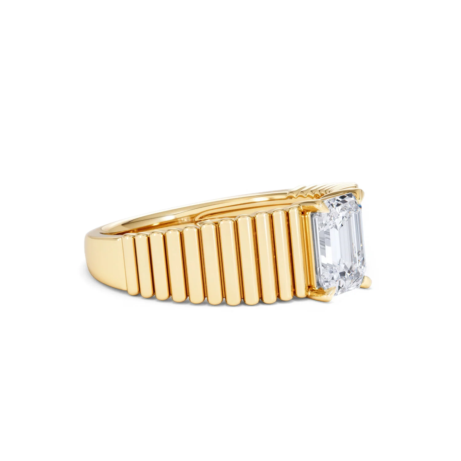 Flute 1.00ct Emerald Cut Lab Grown Diamond Solitaire Ring 18K Yellow Gold - Image 20