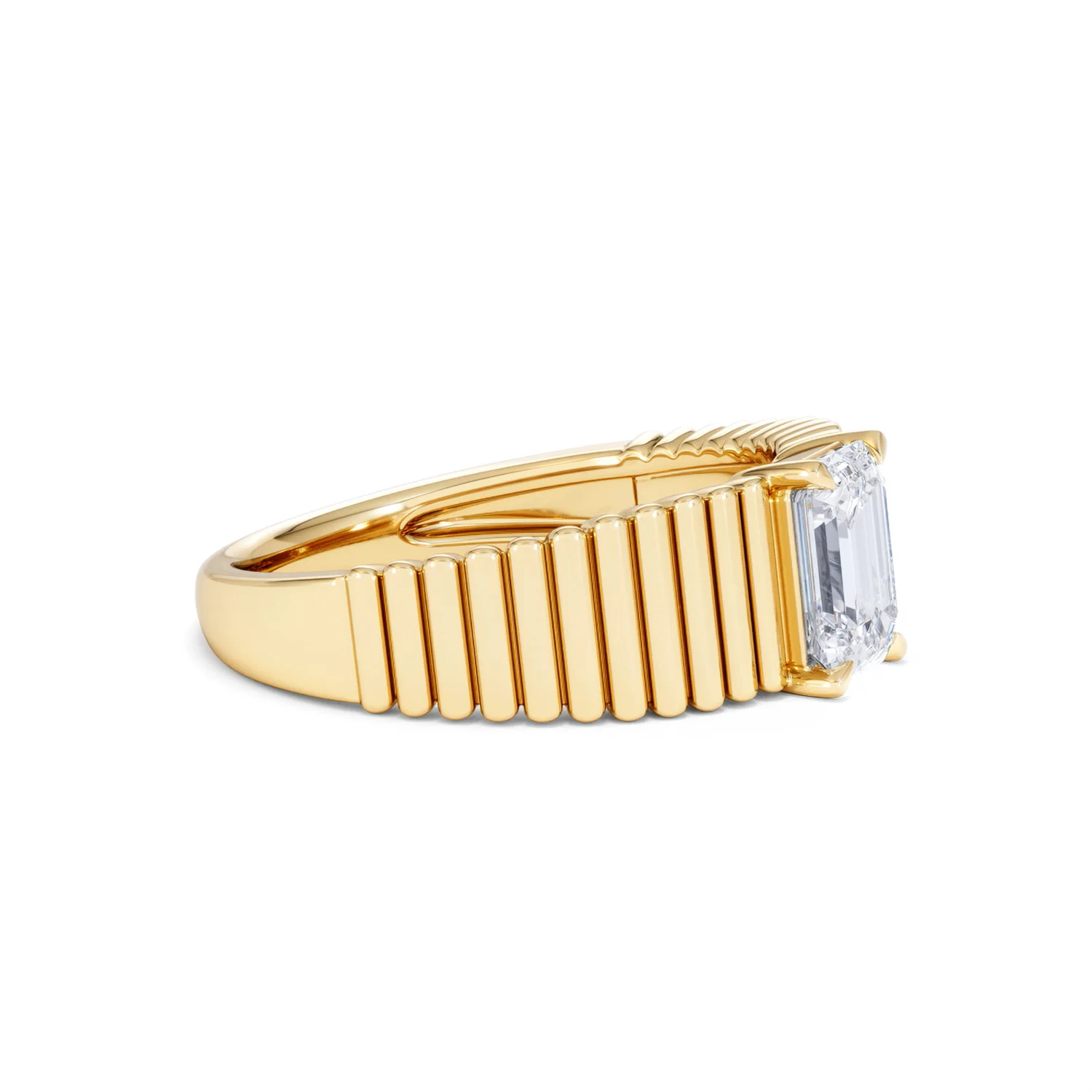 Flute 1.00ct Emerald Cut Lab Grown Diamond Solitaire Ring 18K Yellow Gold - Image 23