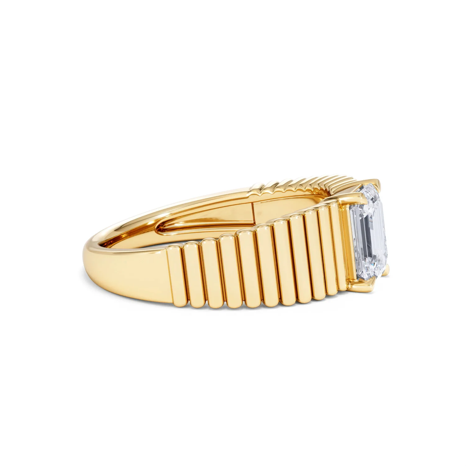 Flute 1.00ct Emerald Cut Lab Grown Diamond Solitaire Ring 18K Yellow Gold - Image 25