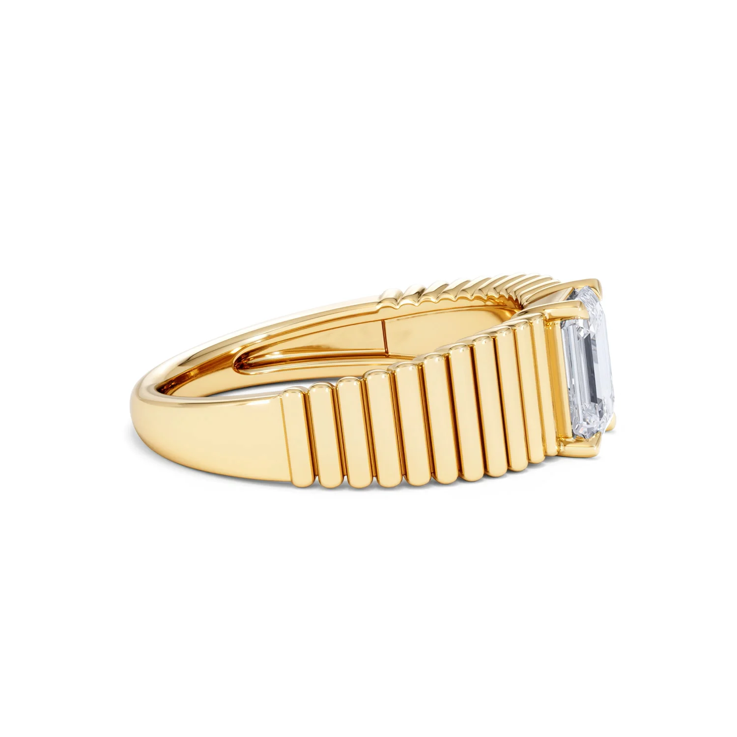 Flute 1.00ct Emerald Cut Lab Grown Diamond Solitaire Ring 18K Yellow Gold - Image 26