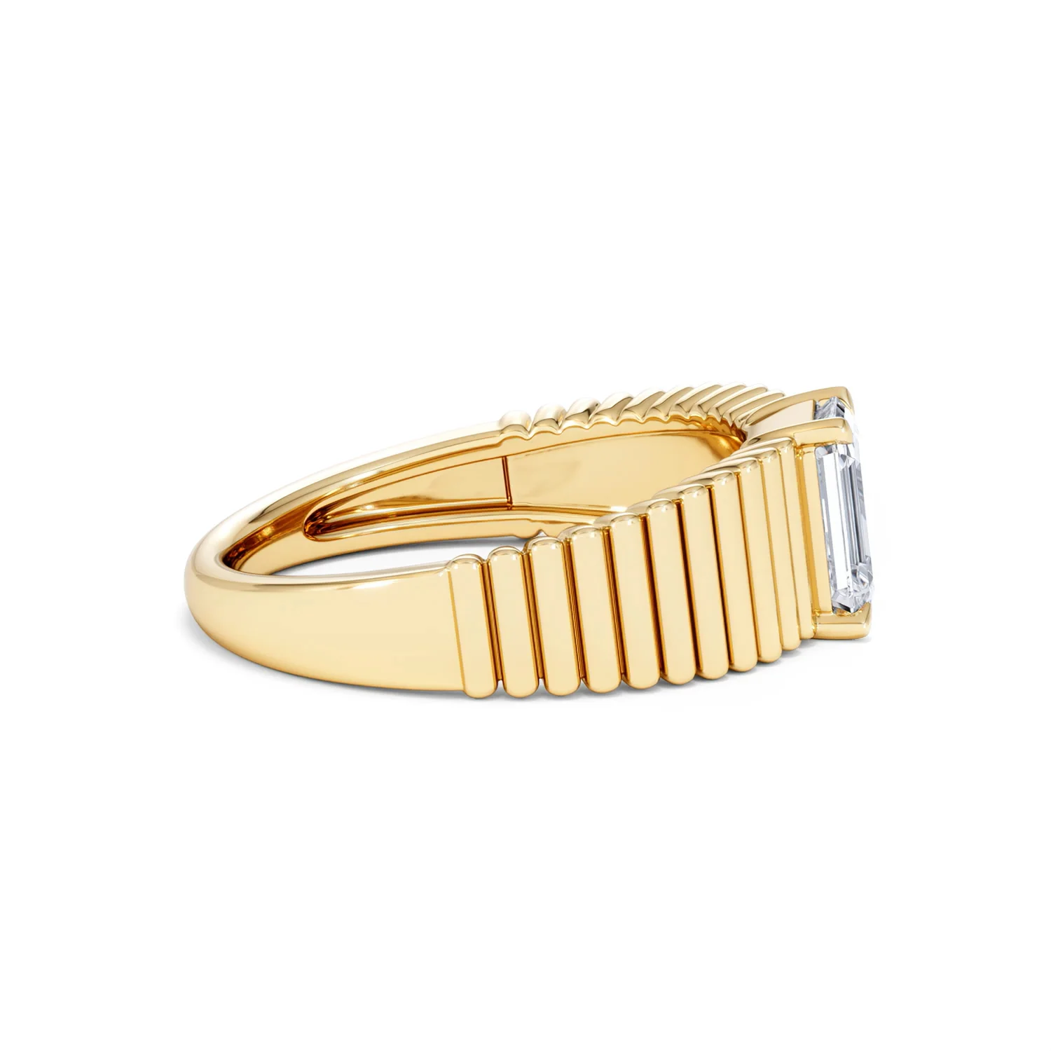 Flute 1.00ct Emerald Cut Lab Grown Diamond Solitaire Ring 18K Yellow Gold - Image 28
