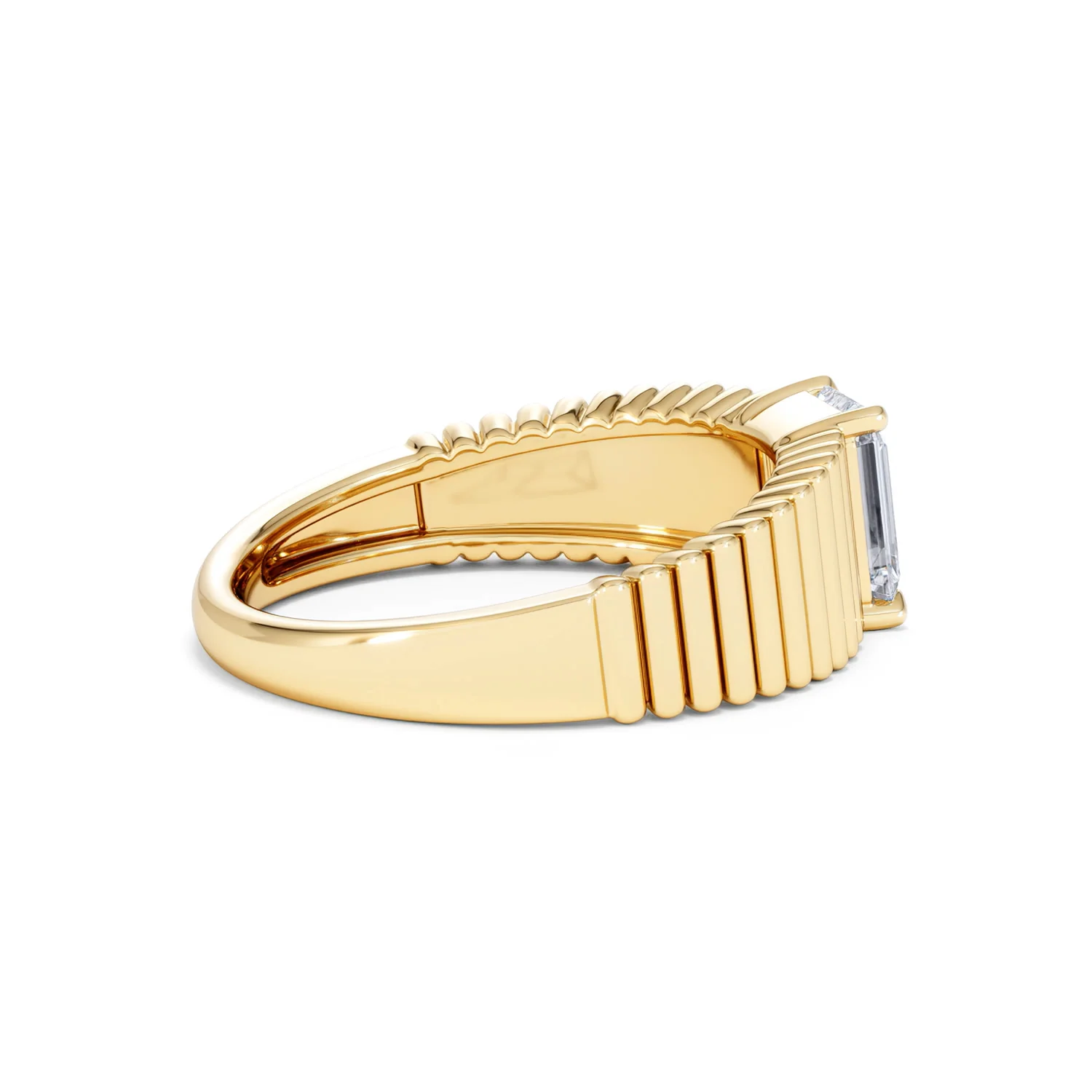 Flute 1.00ct Emerald Cut Lab Grown Diamond Solitaire Ring 18K Yellow Gold - Image 33