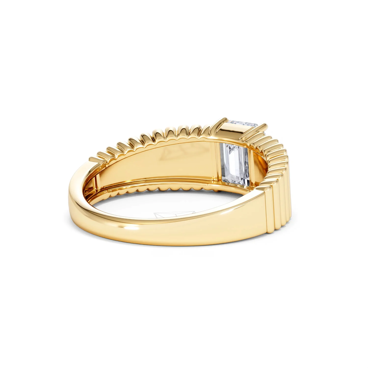 Flute 1.00ct Emerald Cut Lab Grown Diamond Solitaire Ring 18K Yellow Gold - Image 41