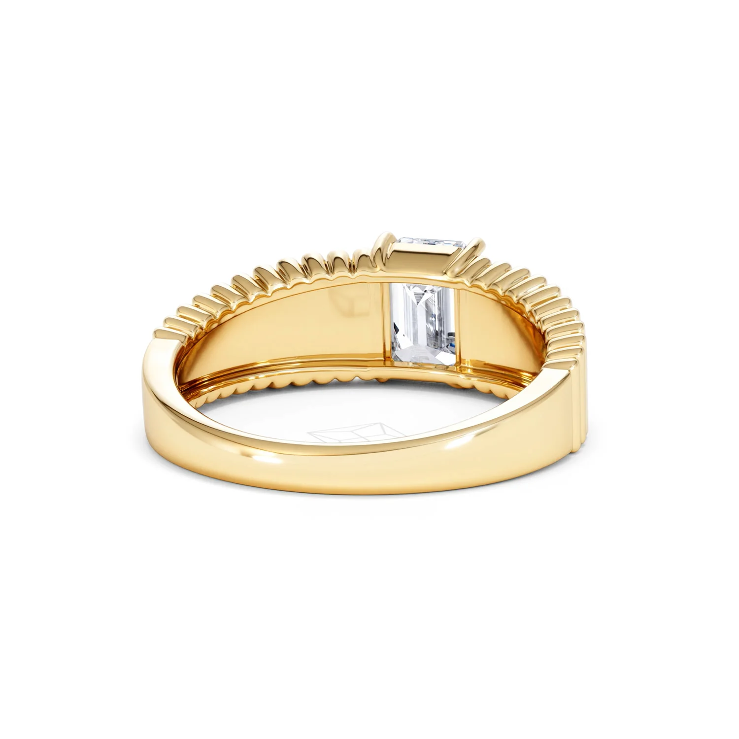 Flute 1.00ct Emerald Cut Lab Grown Diamond Solitaire Ring 18K Yellow Gold - Image 45