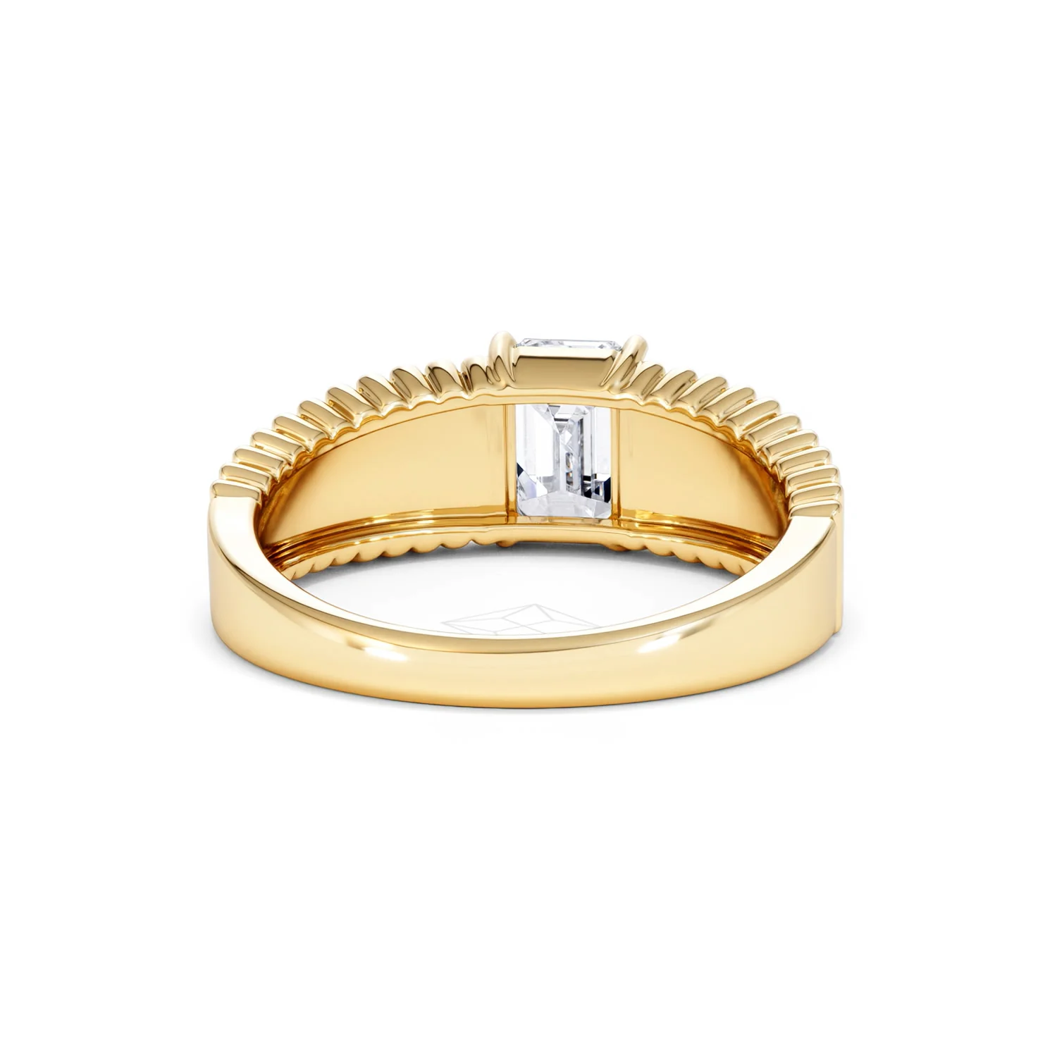 Flute 1.00ct Emerald Cut Lab Grown Diamond Solitaire Ring 18K Yellow Gold - Image 47