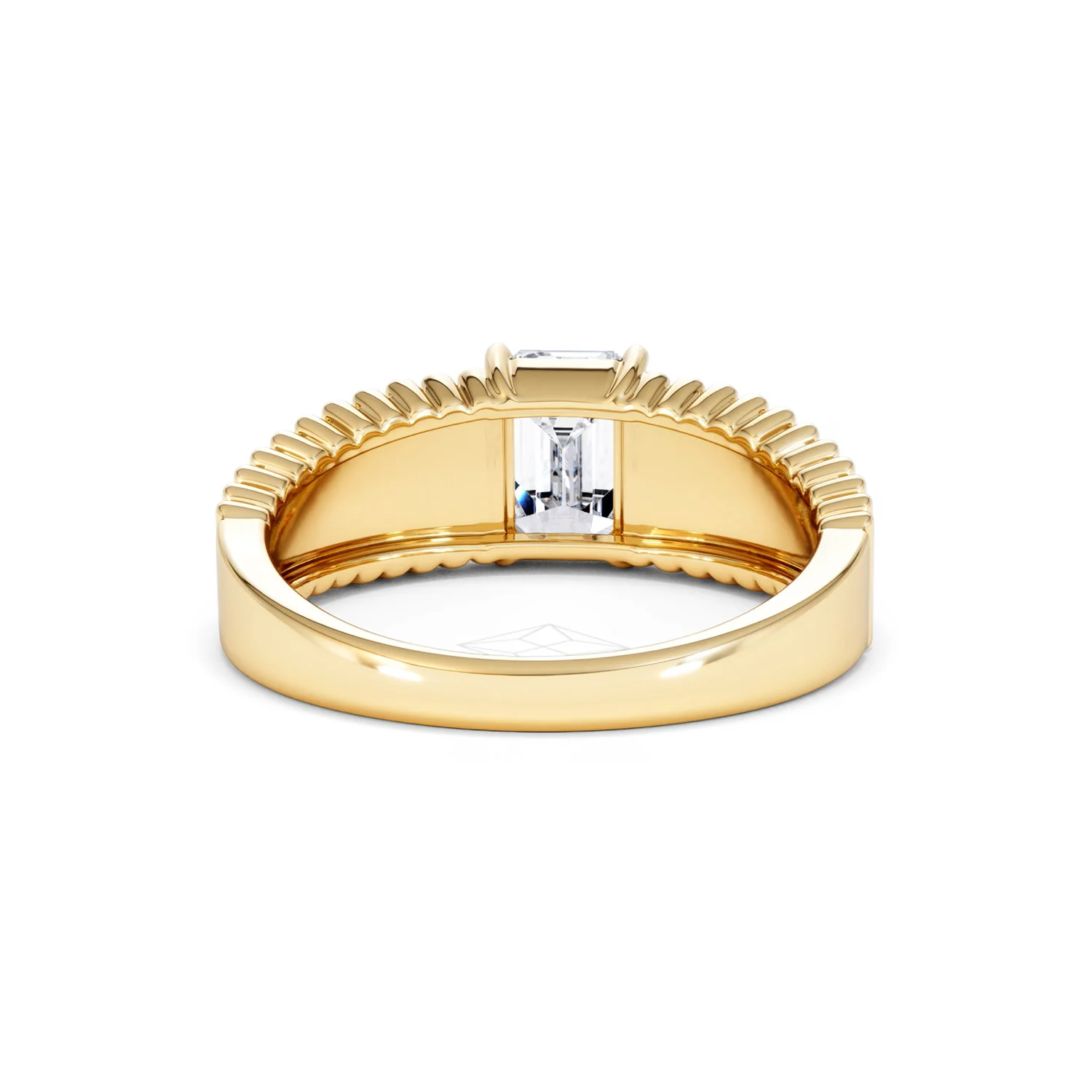 Flute 1.00ct Emerald Cut Lab Grown Diamond Solitaire Ring 18K Yellow Gold - Image 48