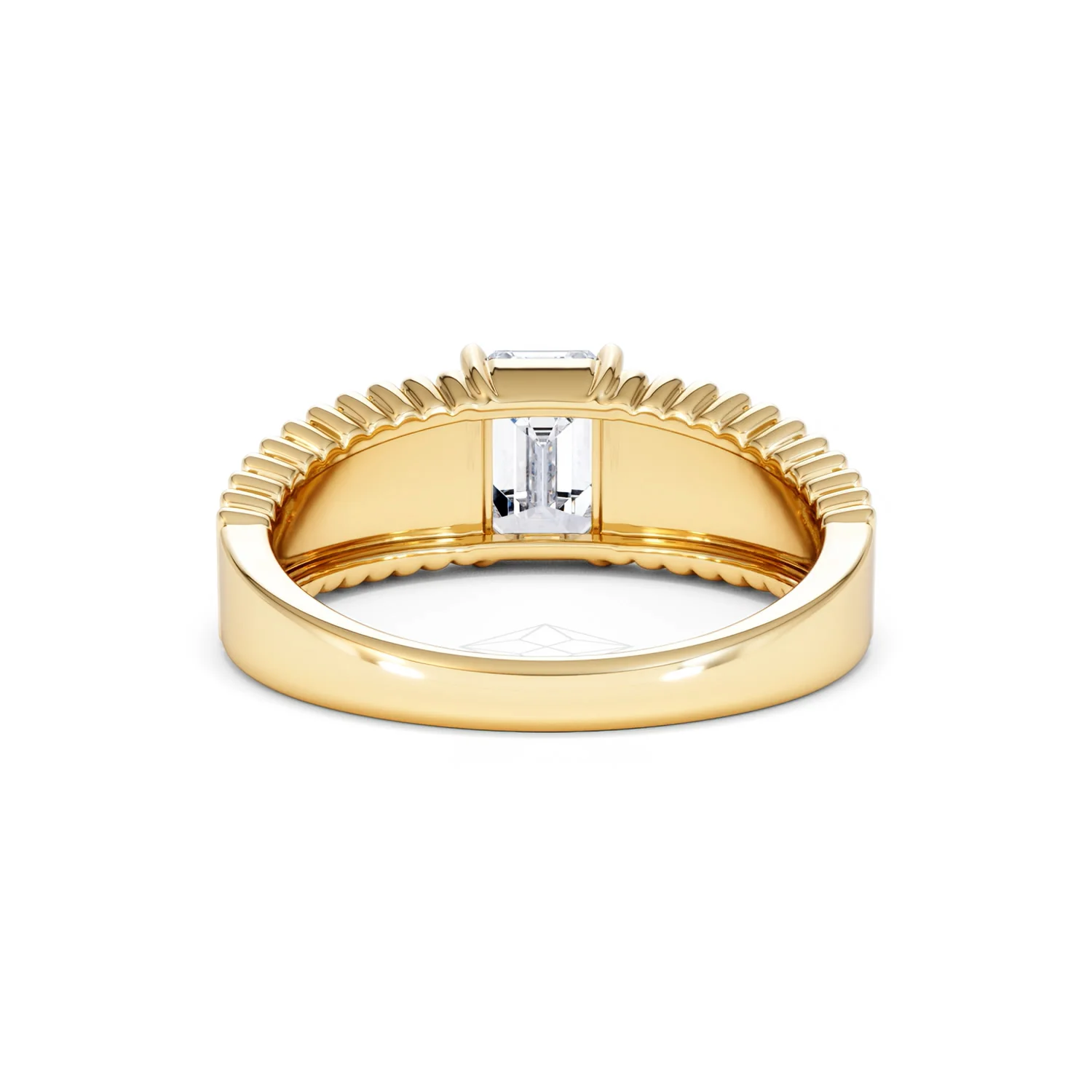 Flute 1.00ct Emerald Cut Lab Grown Diamond Solitaire Ring 18K Yellow Gold - Image 49