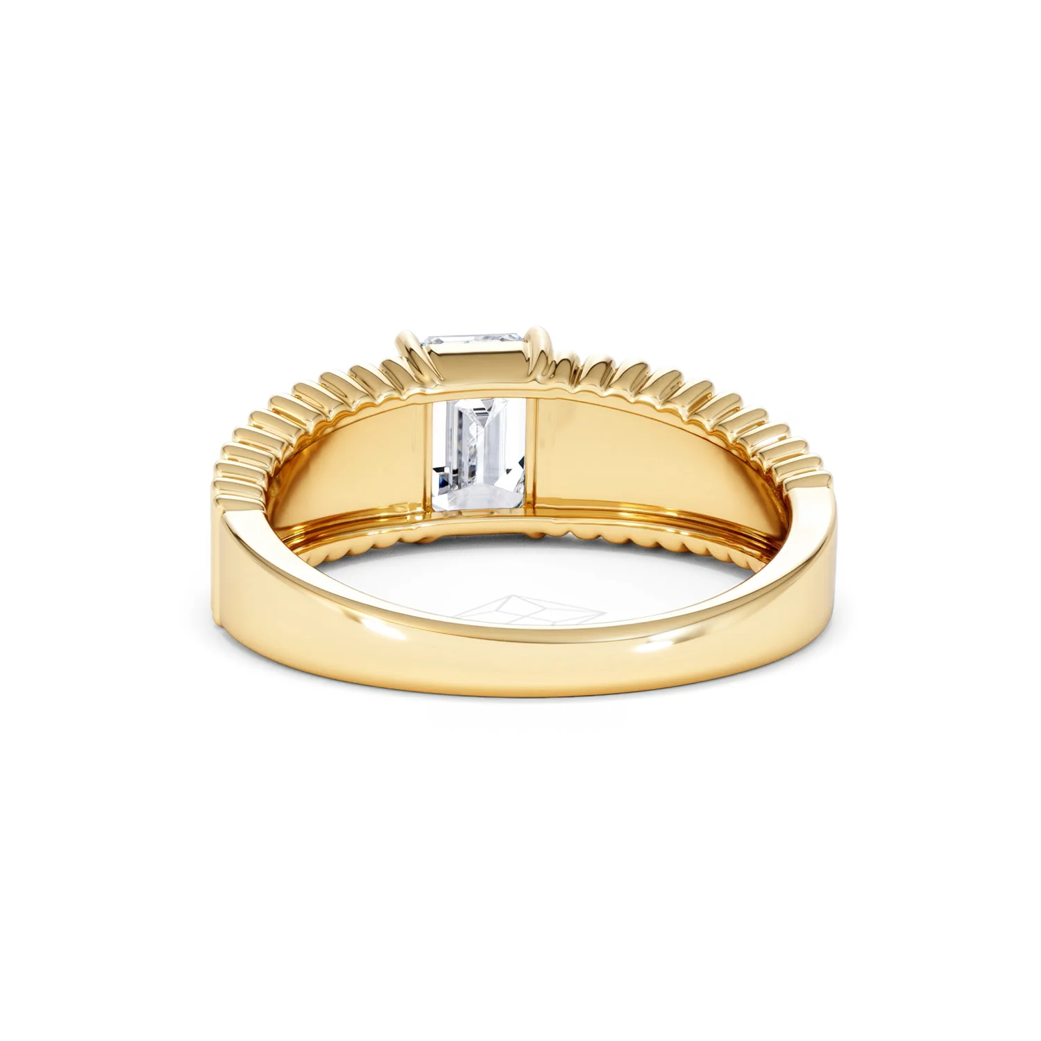 Flute 1.00ct Emerald Cut Lab Grown Diamond Solitaire Ring 18K Yellow Gold - Image 51