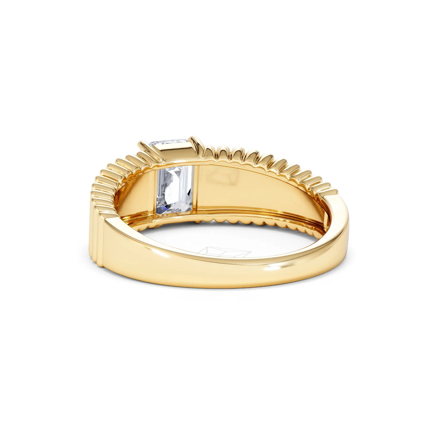 Flute 1.00ct Emerald Cut Lab Grown Diamond Solitaire Ring 18K Yellow Gold - Image 54