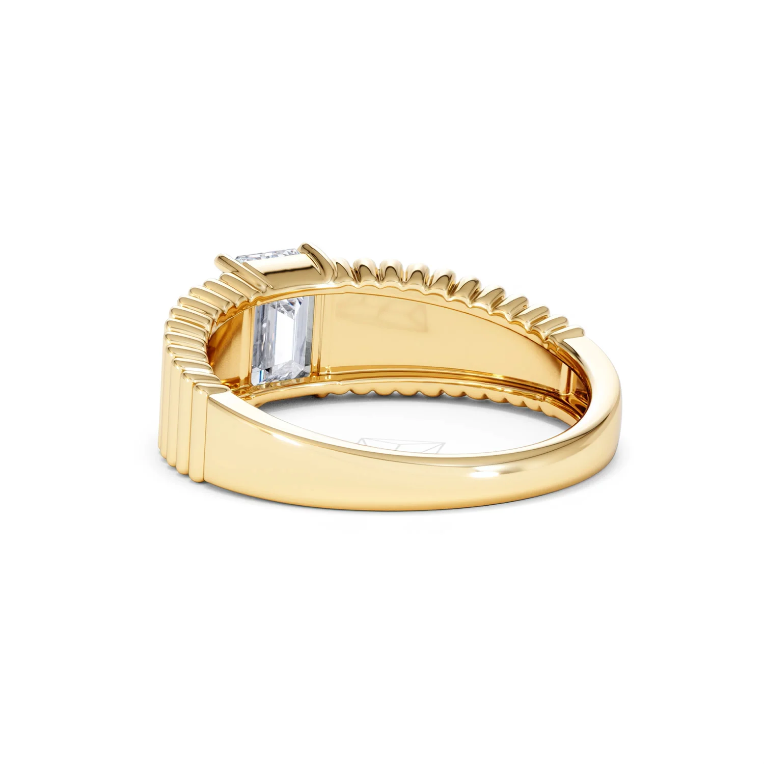 Flute 1.00ct Emerald Cut Lab Grown Diamond Solitaire Ring 18K Yellow Gold - Image 56