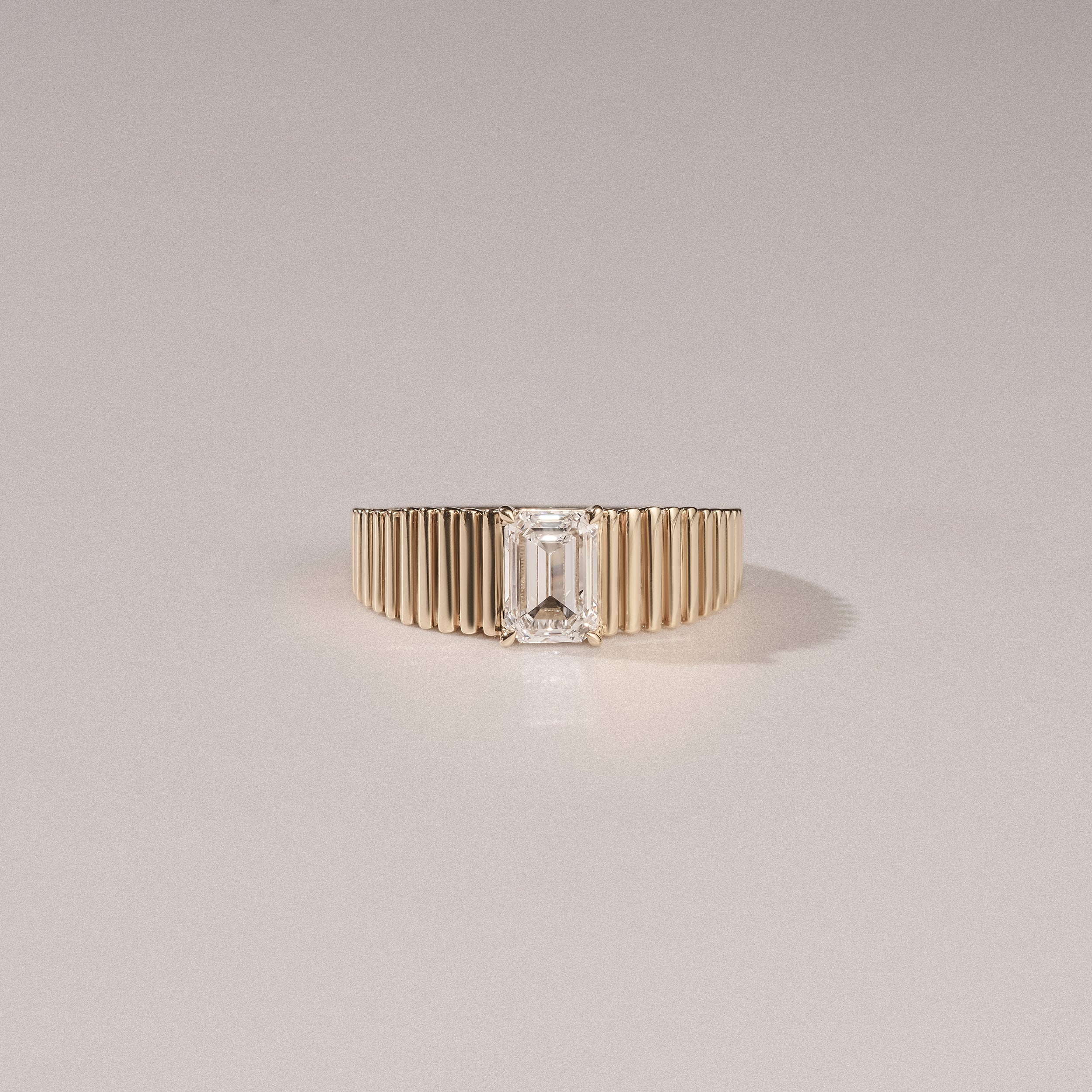 Flute 1.00ct Emerald Cut Lab Grown Diamond Solitaire Ring 18K Yellow Gold - Image 6