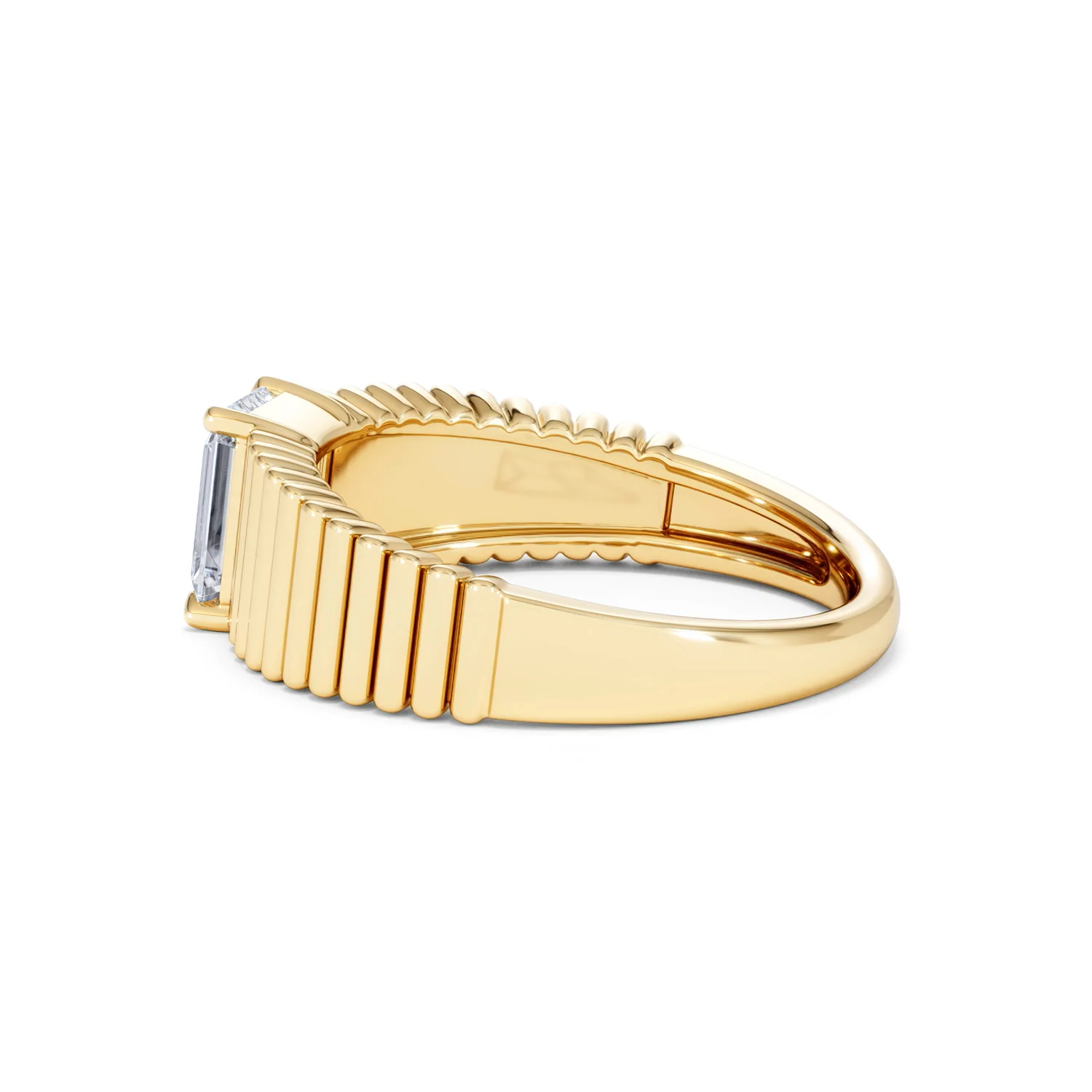 Flute 1.00ct Emerald Cut Lab Grown Diamond Solitaire Ring 18K Yellow Gold - Image 65
